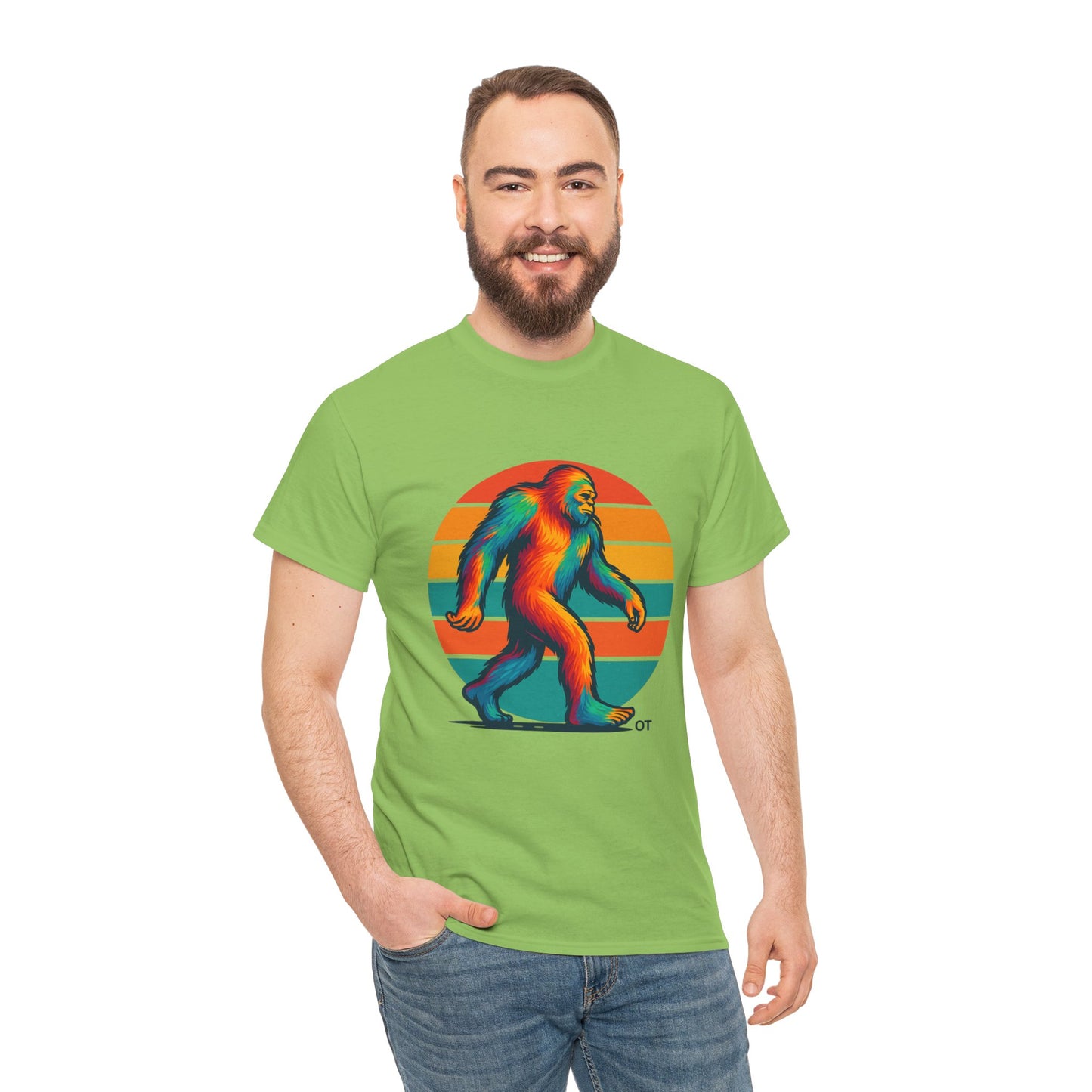 Colorful Bigfoot Unisex T-Shirt, Fun Graphic Tee for Nature Lovers, Perfect for Holidays, Festivals, Camping, Gifts