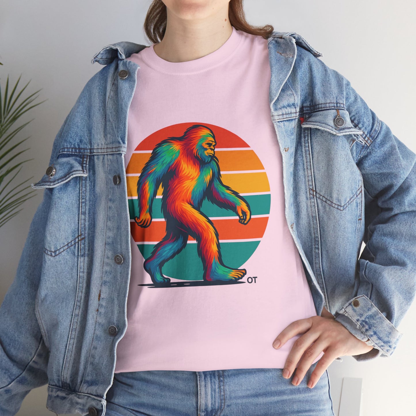 Colorful Bigfoot Unisex T-Shirt, Fun Graphic Tee for Nature Lovers, Perfect for Holidays, Festivals, Camping, Gifts