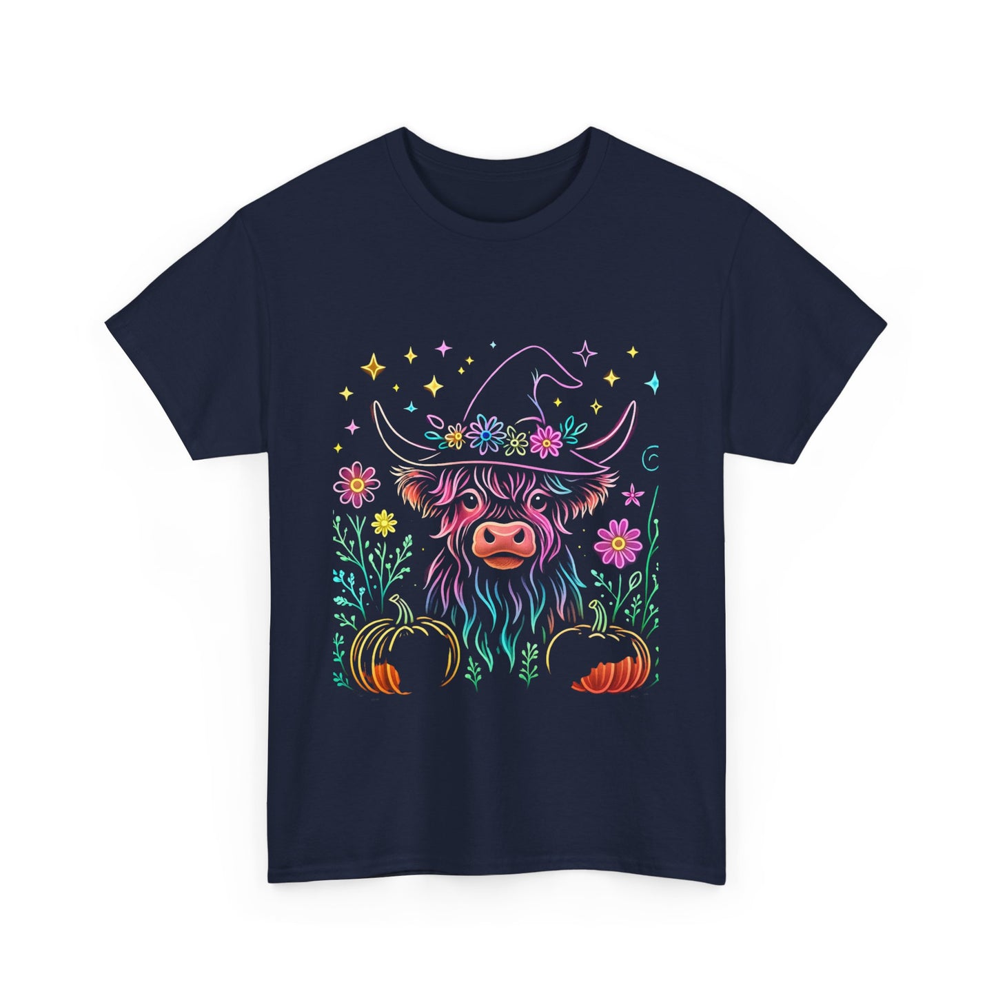 🎃 Magical Highland Cow Tee – Witchy Pumpkin Farm Shirt