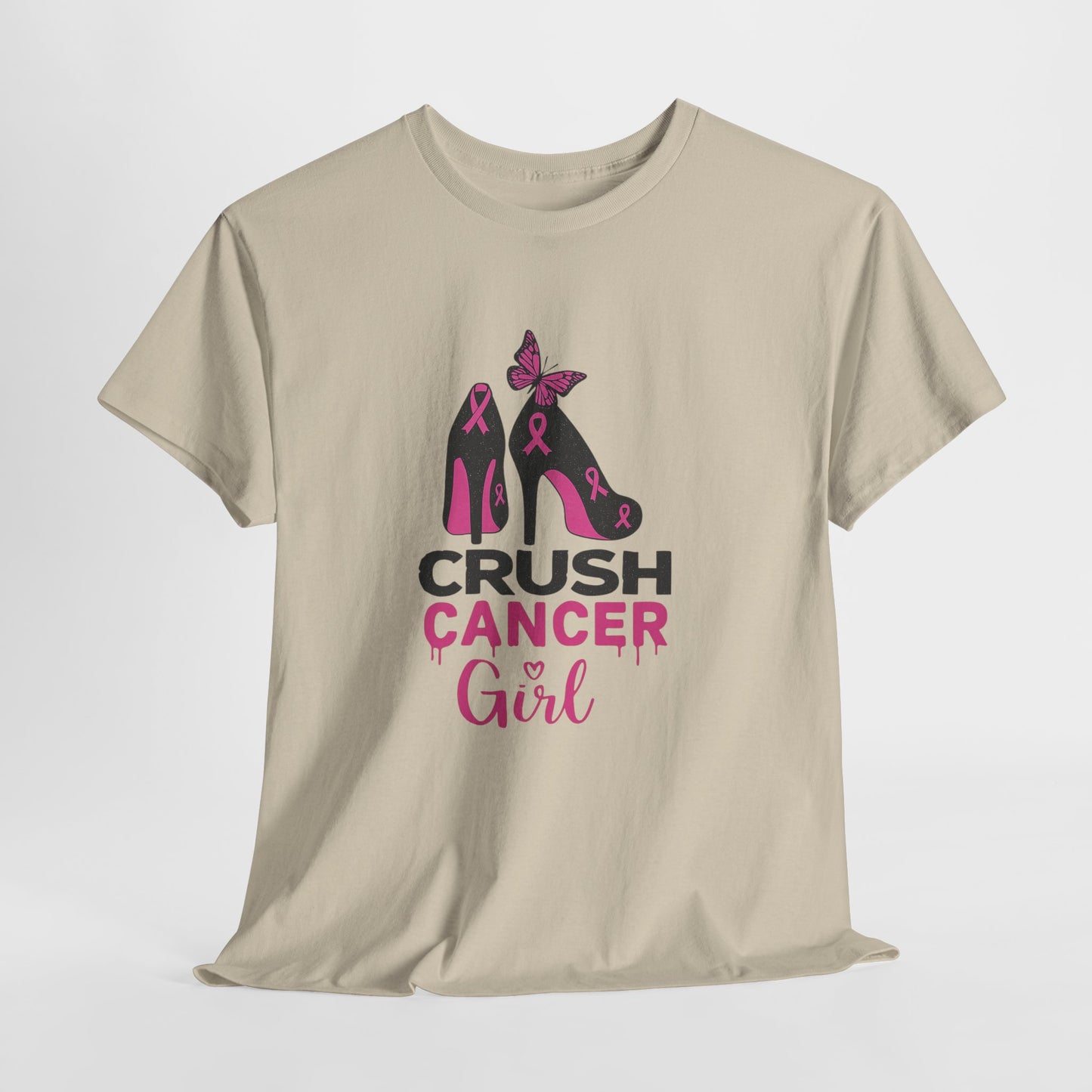 Crush Cancer Girl Tee: High Heels, Pink Ribbon, Hope