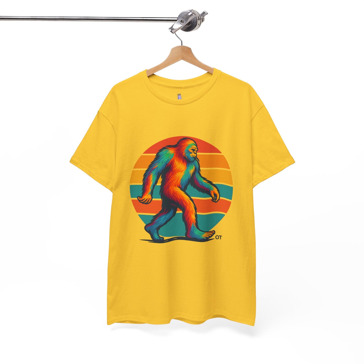Colorful Bigfoot Unisex T-Shirt, Fun Graphic Tee for Nature Lovers, Perfect for Holidays, Festivals, Camping, Gifts