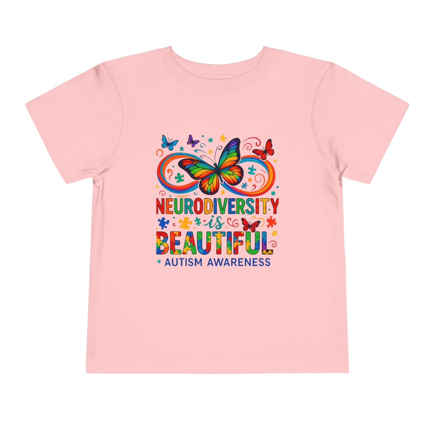 Toddler Tee - Neurodiversity is Beautiful Butterfly Rainbow Puzzle Piece Tee