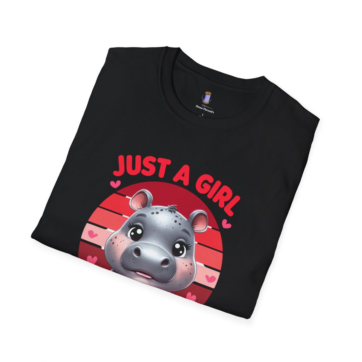 Just a Girl Who Loves Moo Deng Unisex Softstyle T-Shirt | Cute Hippo Tee, Animal Lover Shirt, Gift for Kids, Summer Wear, Birthday Present