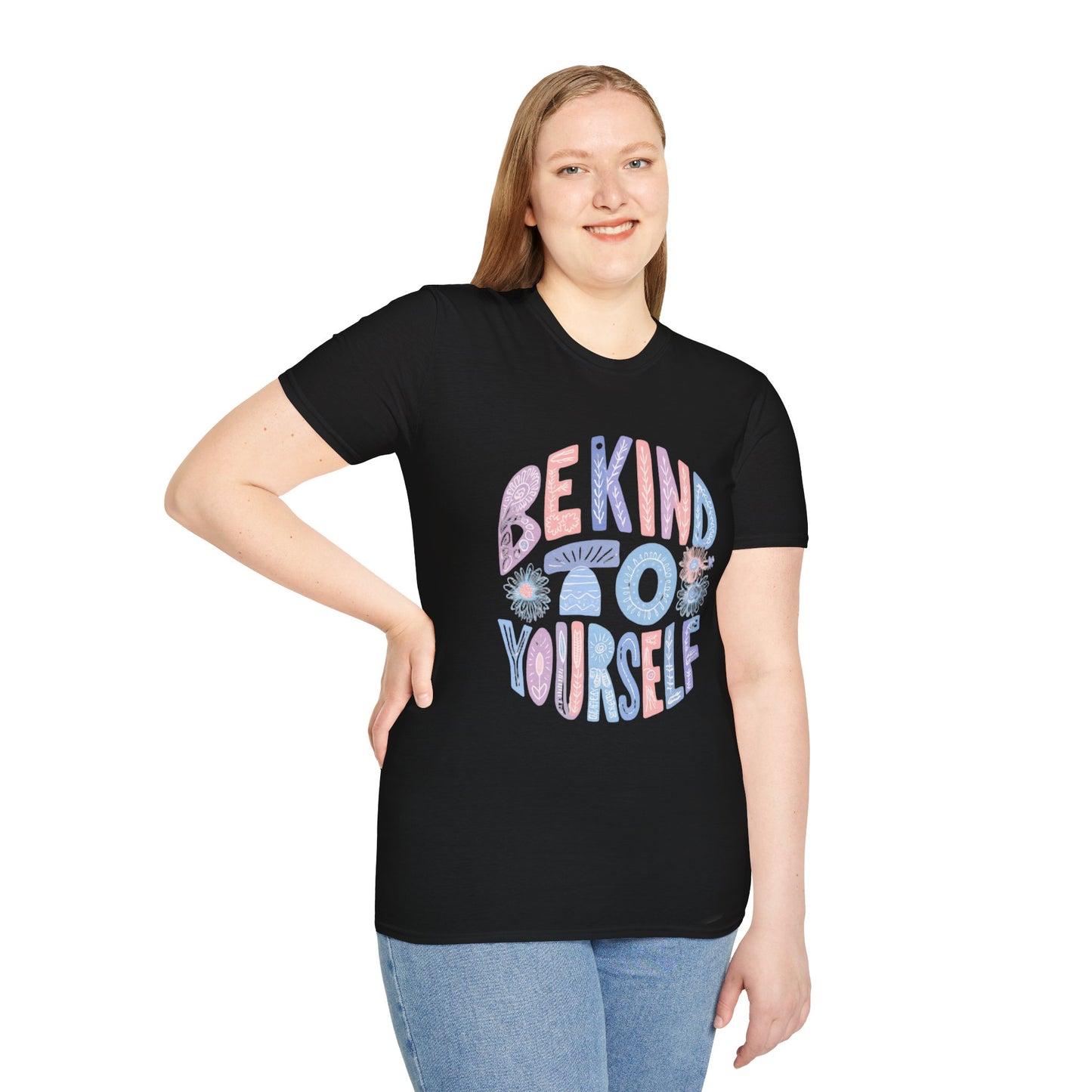 Be Kind to Yourself Unisex Softstyle T-Shirt, Positive Affirmation Tee, Relaxed Fit Shirt, Self Care Gift, Mindfulness Apparel