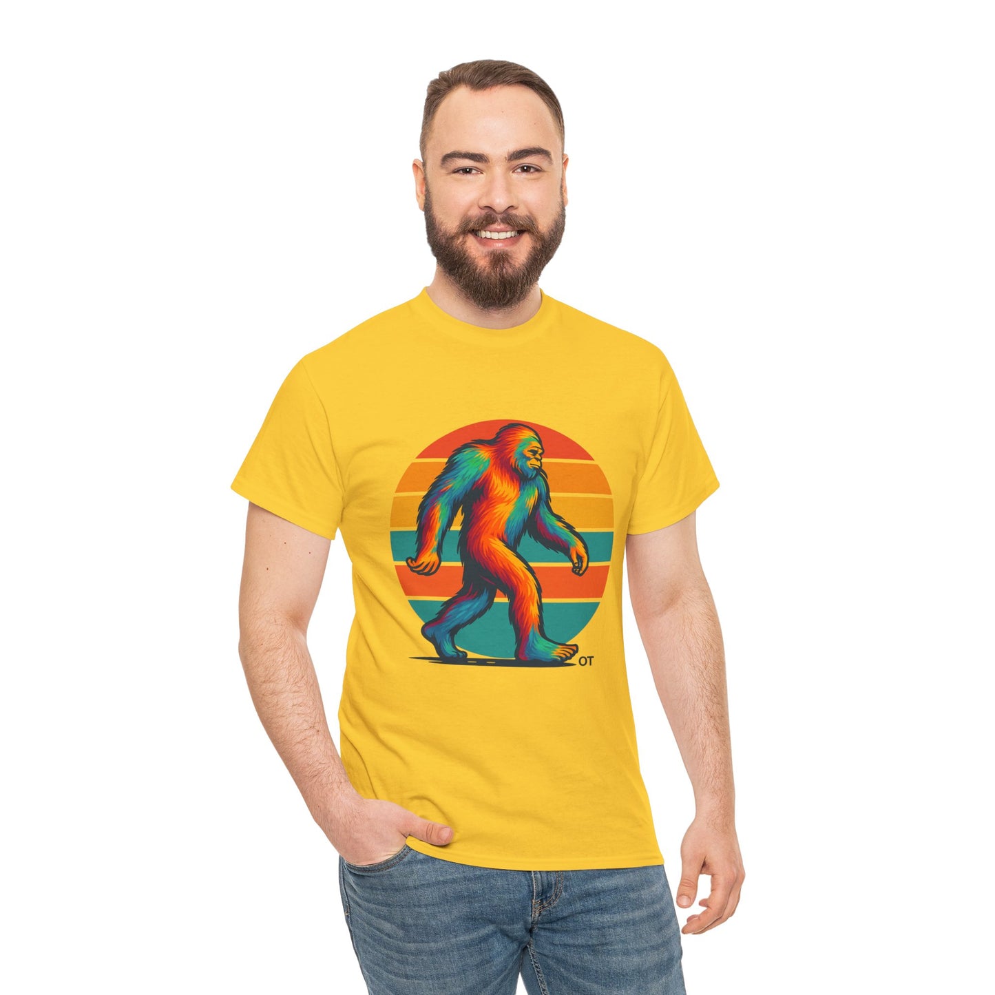 Colorful Bigfoot Unisex T-Shirt, Fun Graphic Tee for Nature Lovers, Perfect for Holidays, Festivals, Camping, Gifts