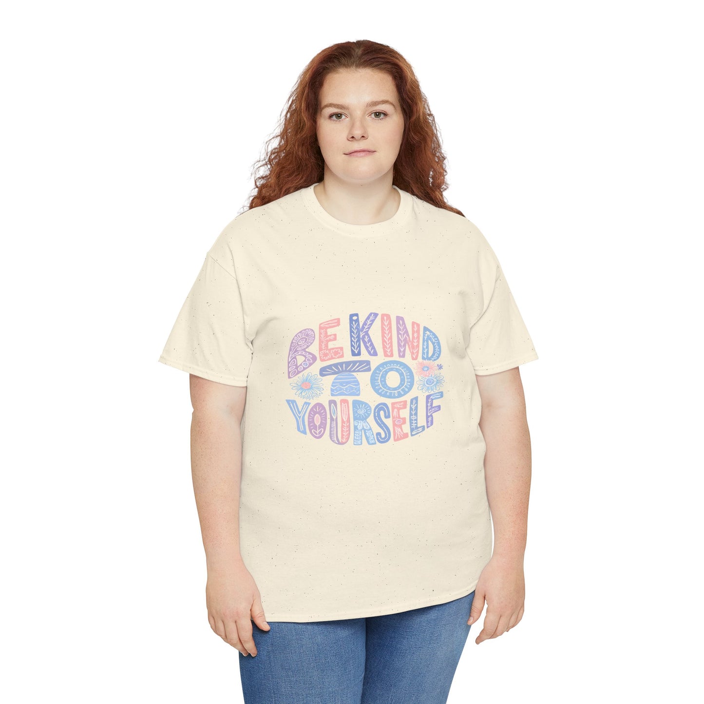 Be Kind to Yourself Pink T-Shirt – Uplifting Floral Self-Care Message