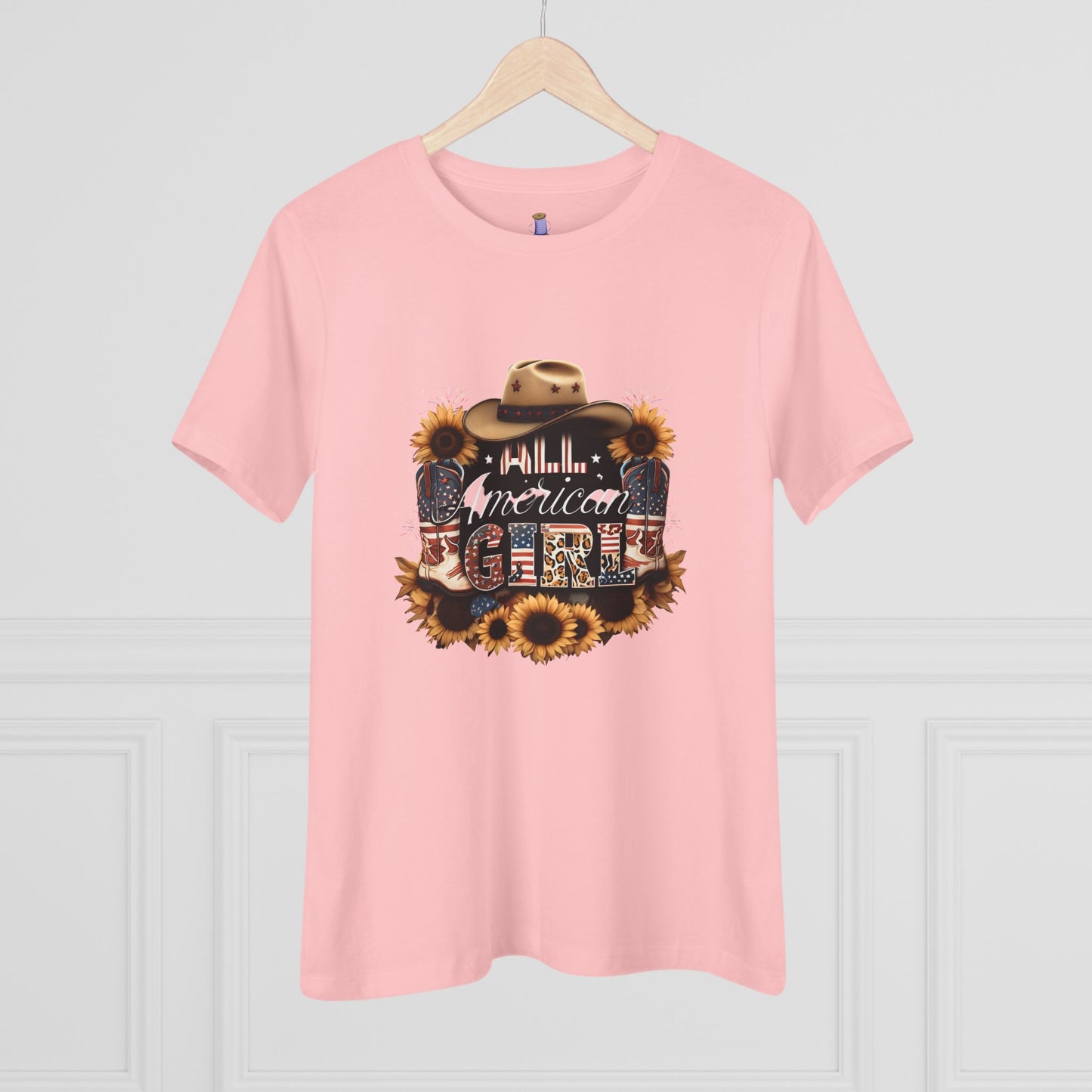 Rustic American Girl Tee, Country Style Shirt, Summer Outfit, Gift for Her, Everyday Casual Wear, Farmhouse Fashion