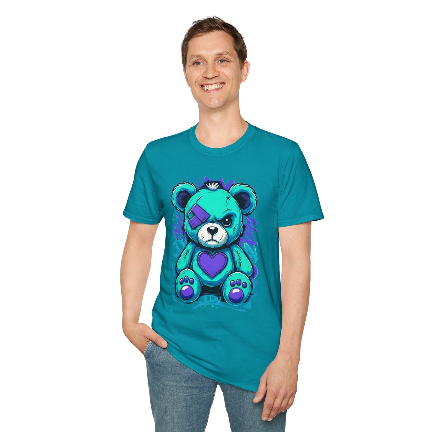 Adorable Grumpy Bear Unisex Softstyle T-Shirt | Cute Graphic Tee, Casual Wear, Gift for Animal Lovers, Birthday Present, Fun Fashion