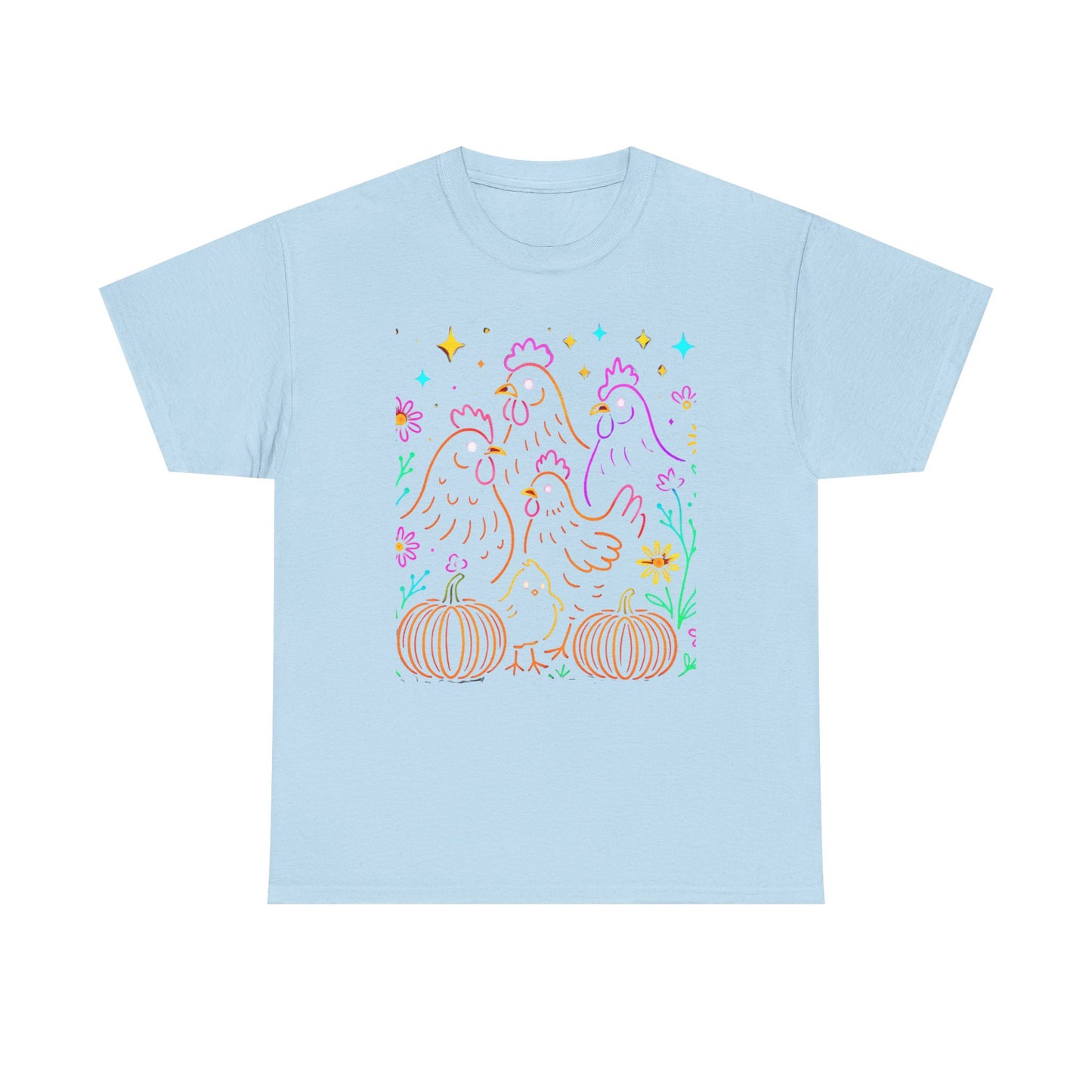 Autumn Glow Chicken Tee – Colorful Farmhouse Pumpkin Shirt