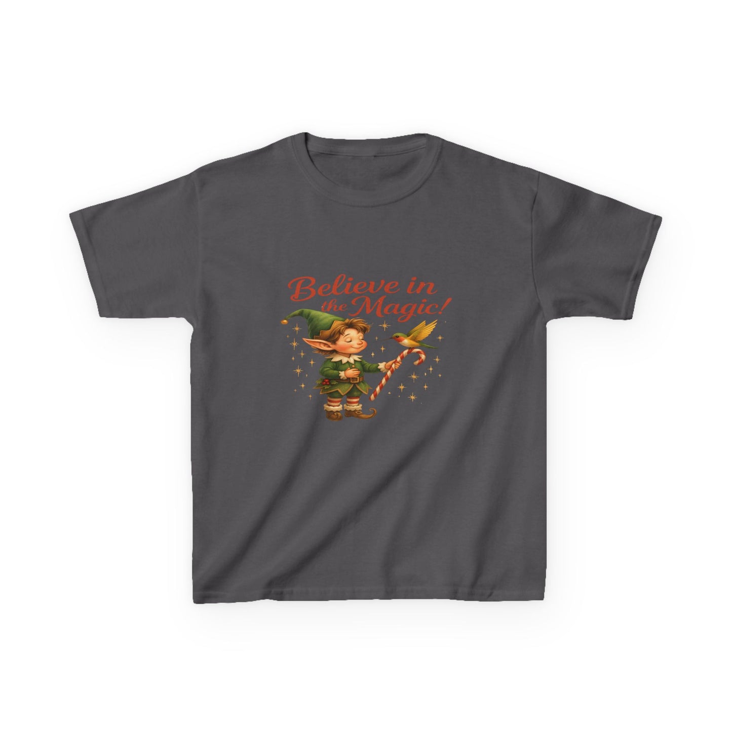 Believe in the Magic Elf & Dino Christmas Kids Tee