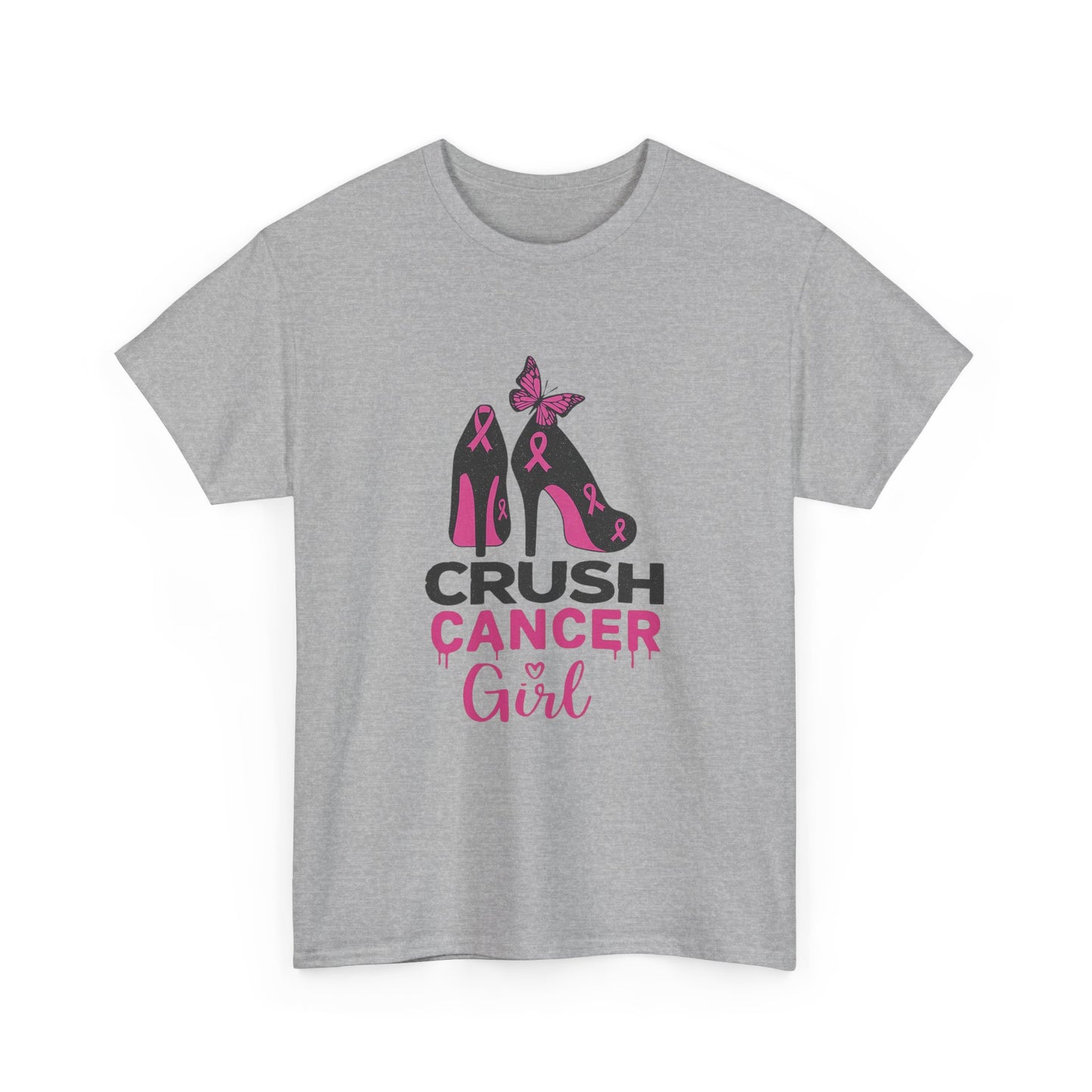 Crush Cancer Girl Tee: High Heels, Pink Ribbon, Hope