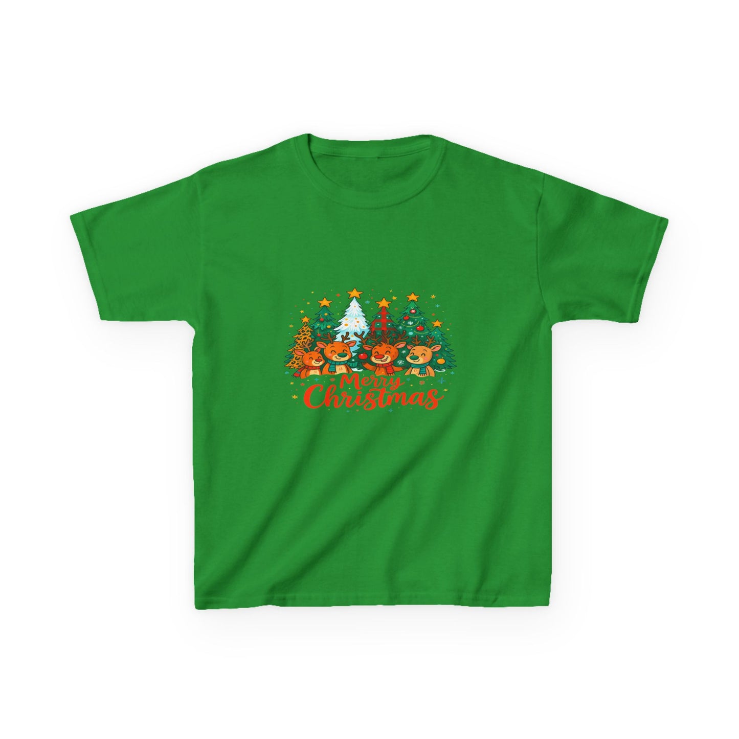 Merry Christmas Reindeer & Dino Trees Kids Tee