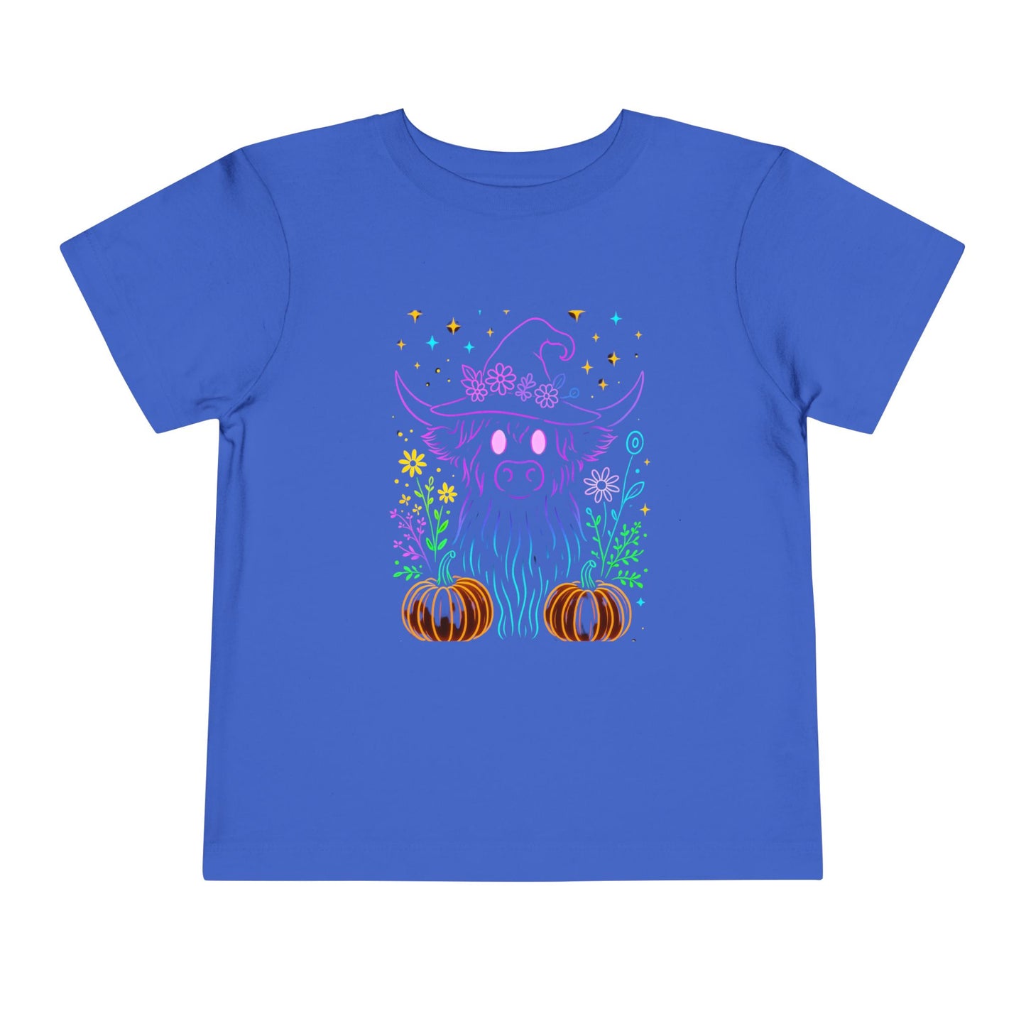 Toddler Tee Highland Cow Witch Hat Halloween Shirt