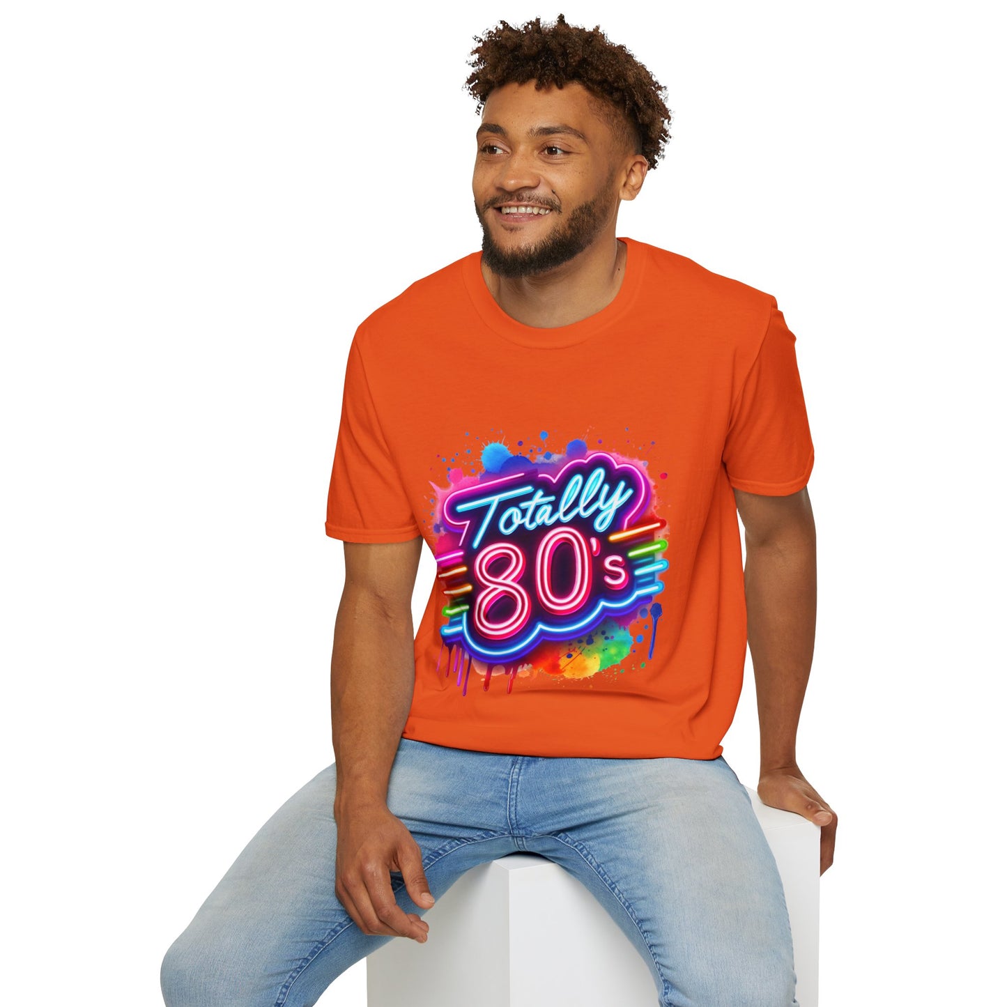 Totally 80s Unisex Softstyle T-Shirt – Retro Vintage Tee, Nostalgic Gift, Party Shirt, Perfect for 80s Theme Events, Festival Wear