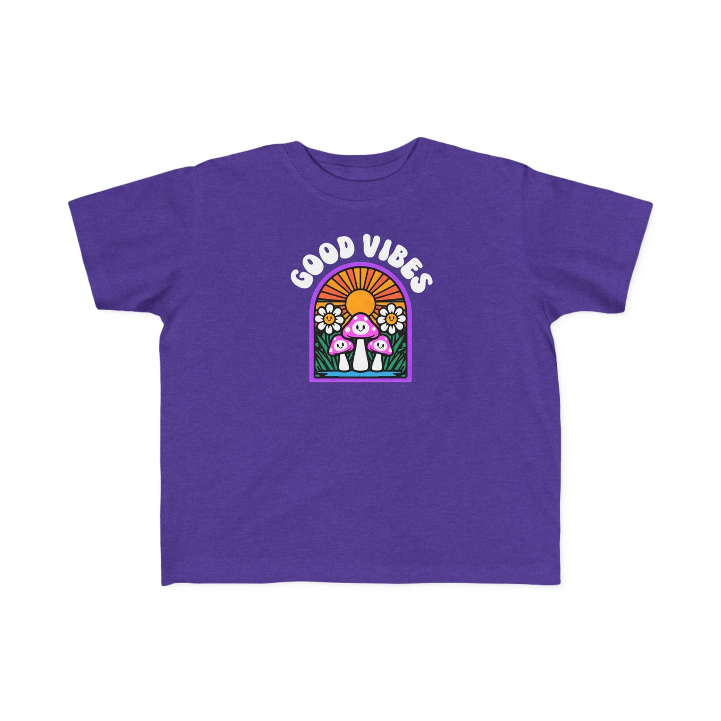 Toddler's Good Vibes Tee - Bright Jersey T-Shirt for Kids, Fun Summer Wear, Gift for Birthdays, Playdates, Rainbow Theme