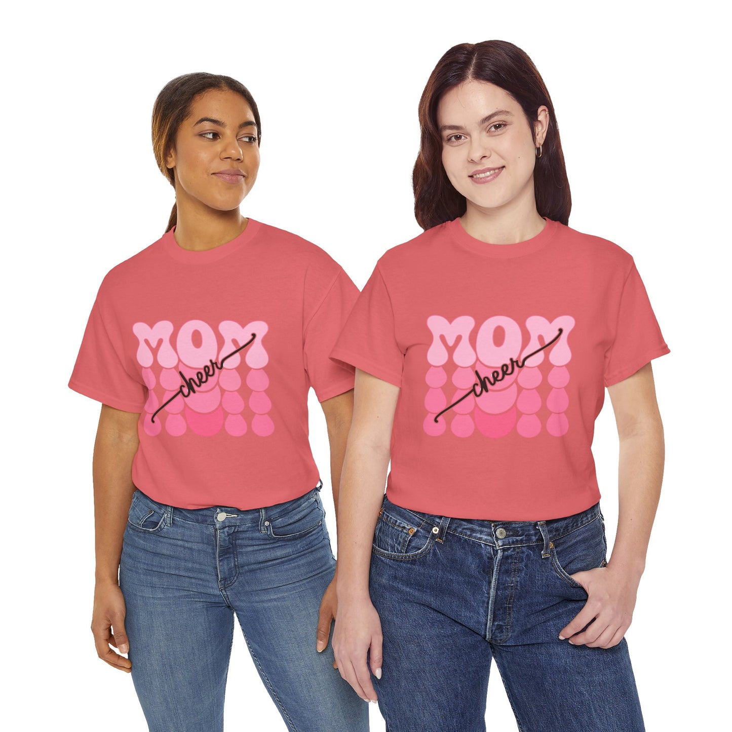 MOM Cheer – Pink Bubble Letter Spirit Tee