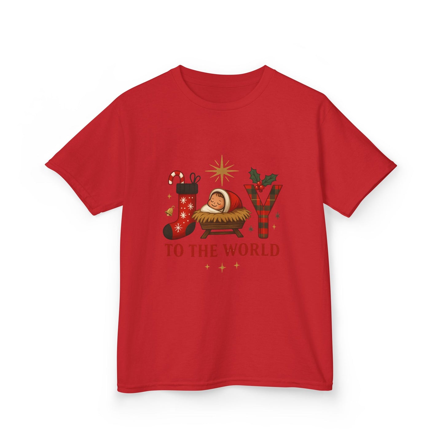 Joy to the World Dino Christmas Kids Tee