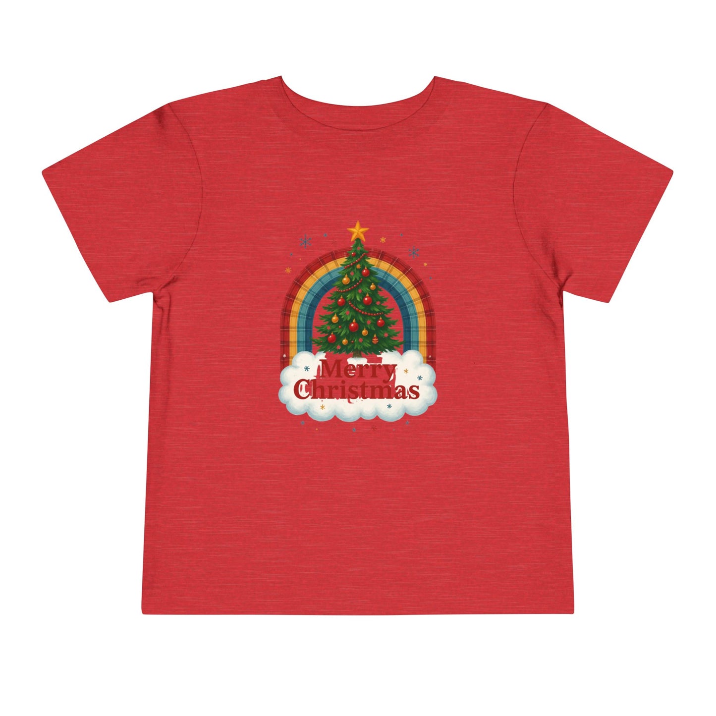Merry Christmas Plaid Rainbow Tree Toddler Tee
