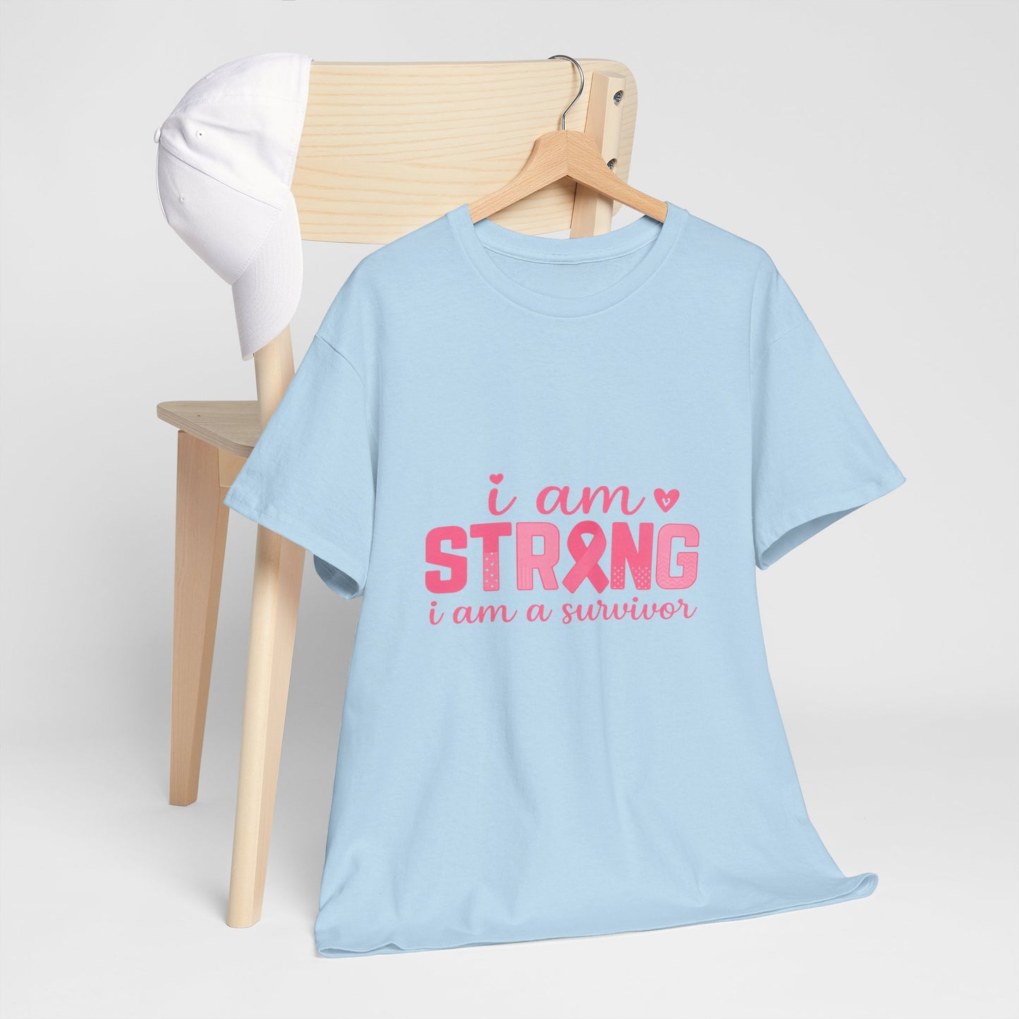 I AM STRONG - Pink Ribbon Breast Cancer Awareness Tee