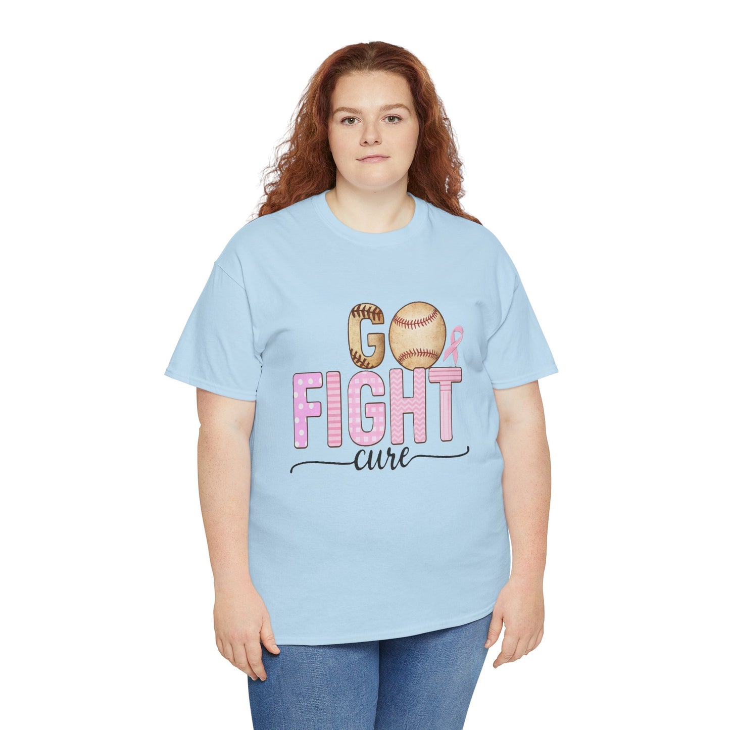 Go Fight Cure Baseball Pink Ribbon Awareness Tee