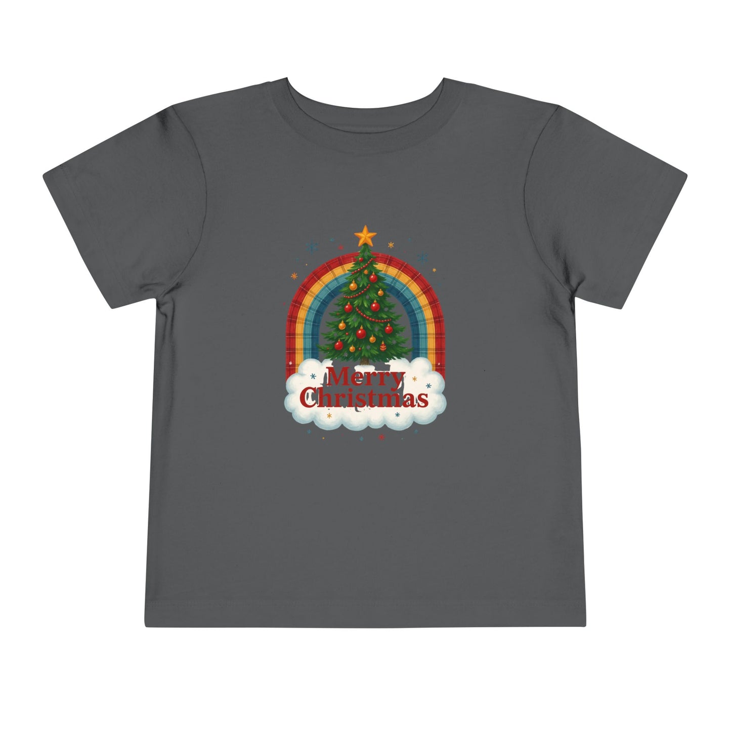 Merry Christmas Plaid Rainbow Tree Toddler Tee