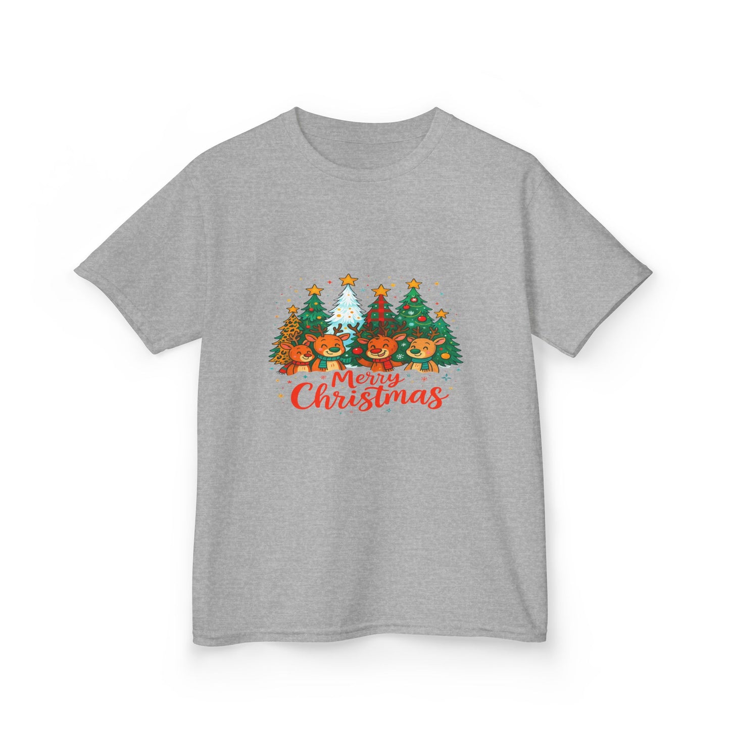 Merry Christmas Reindeer & Dino Trees Kids Tee