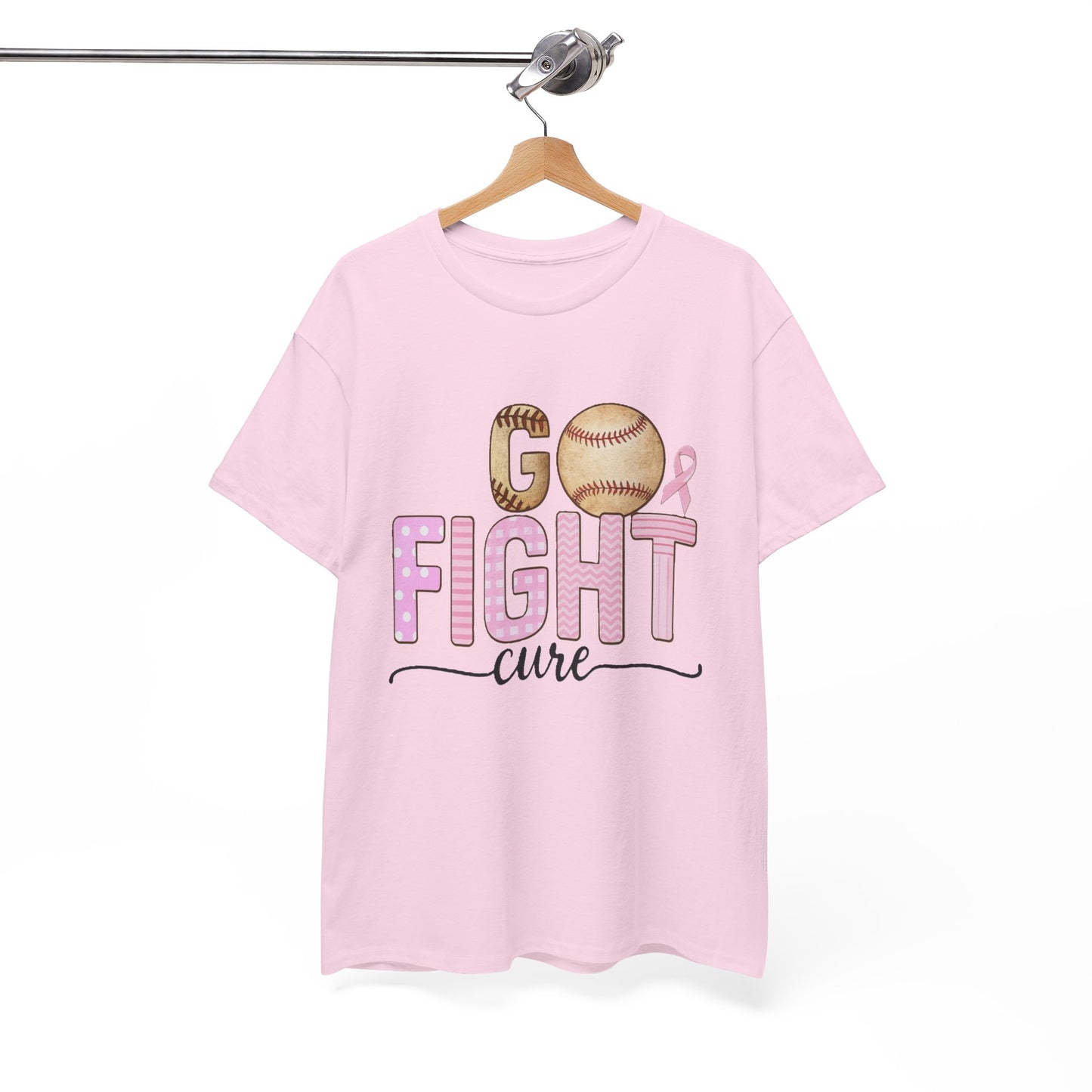 Go Fight Cure Baseball Pink Ribbon Awareness Tee