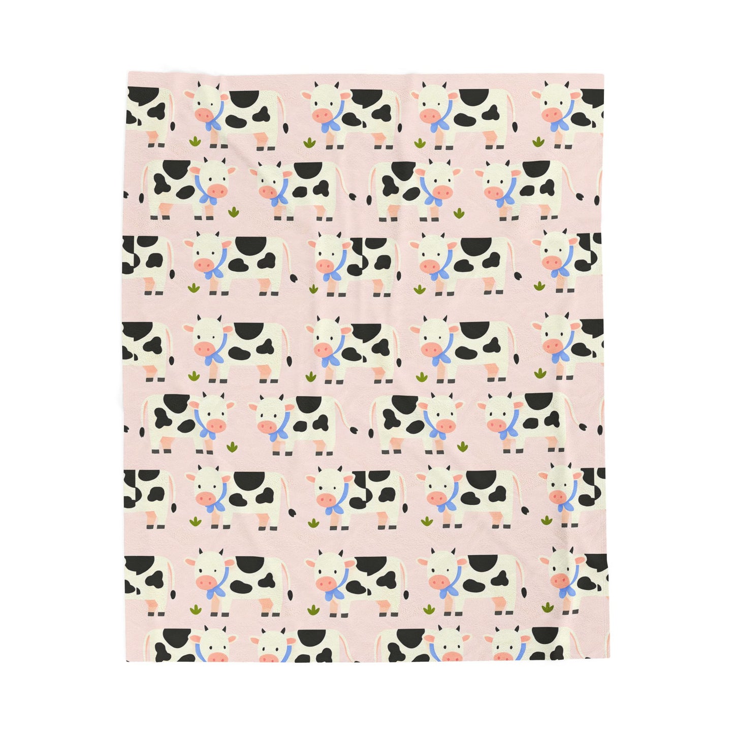 Cow Print Velveteen Plush Blanket, Cute Baby Throw, Nursery Decor, Cozy Gift, Kid’s Room