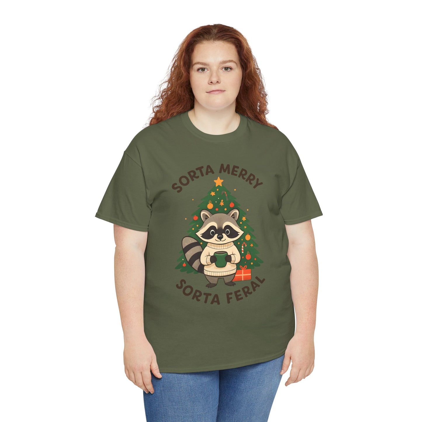 Sorta Merry Sorta Feral Raccoon Christmas Tee