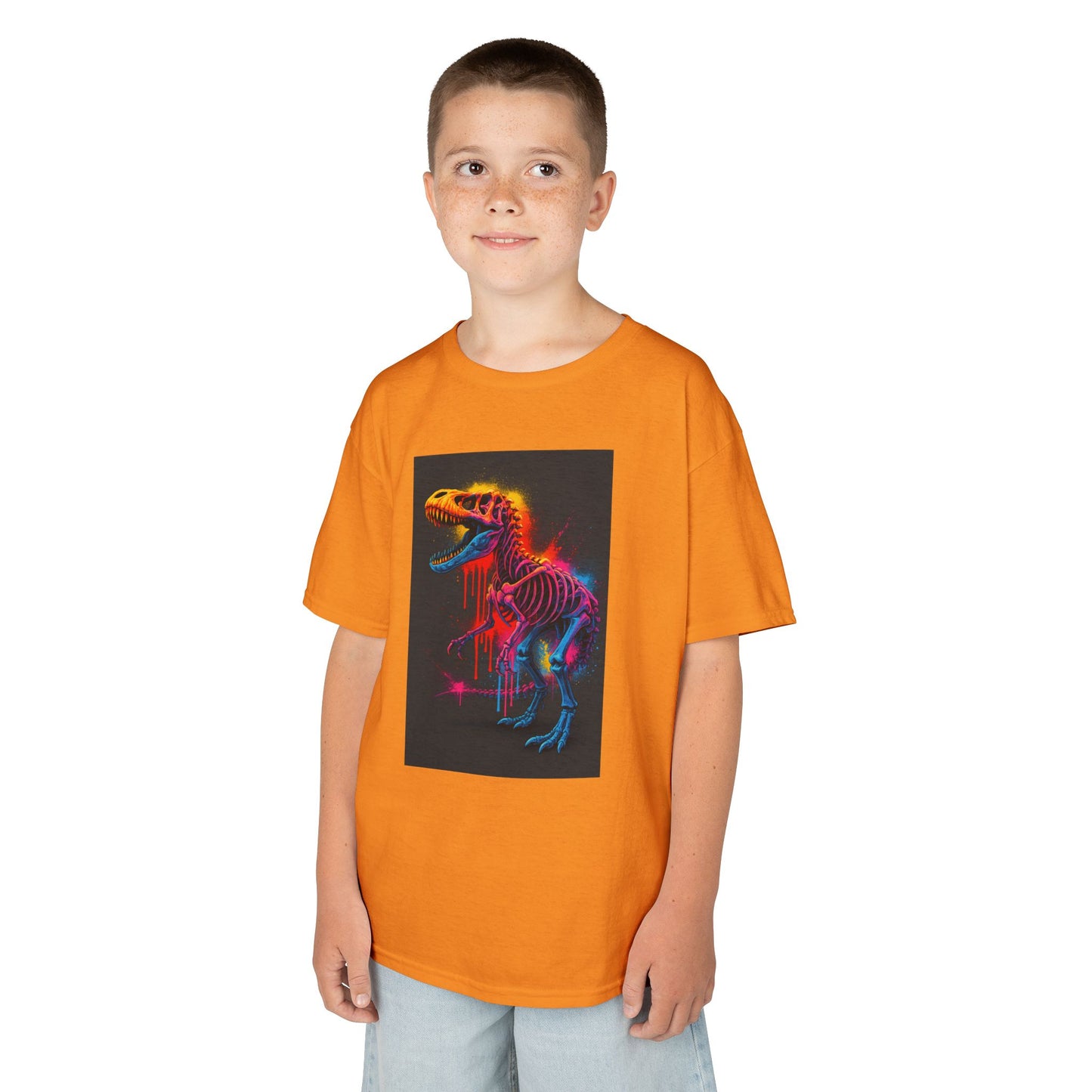 Kids Dinosaur Glow Tee, Fun Kids T-Shirt, Dino Shirt for Kids, Birthday Gift, Unique Kids Clothing, Animal Lover Apparel