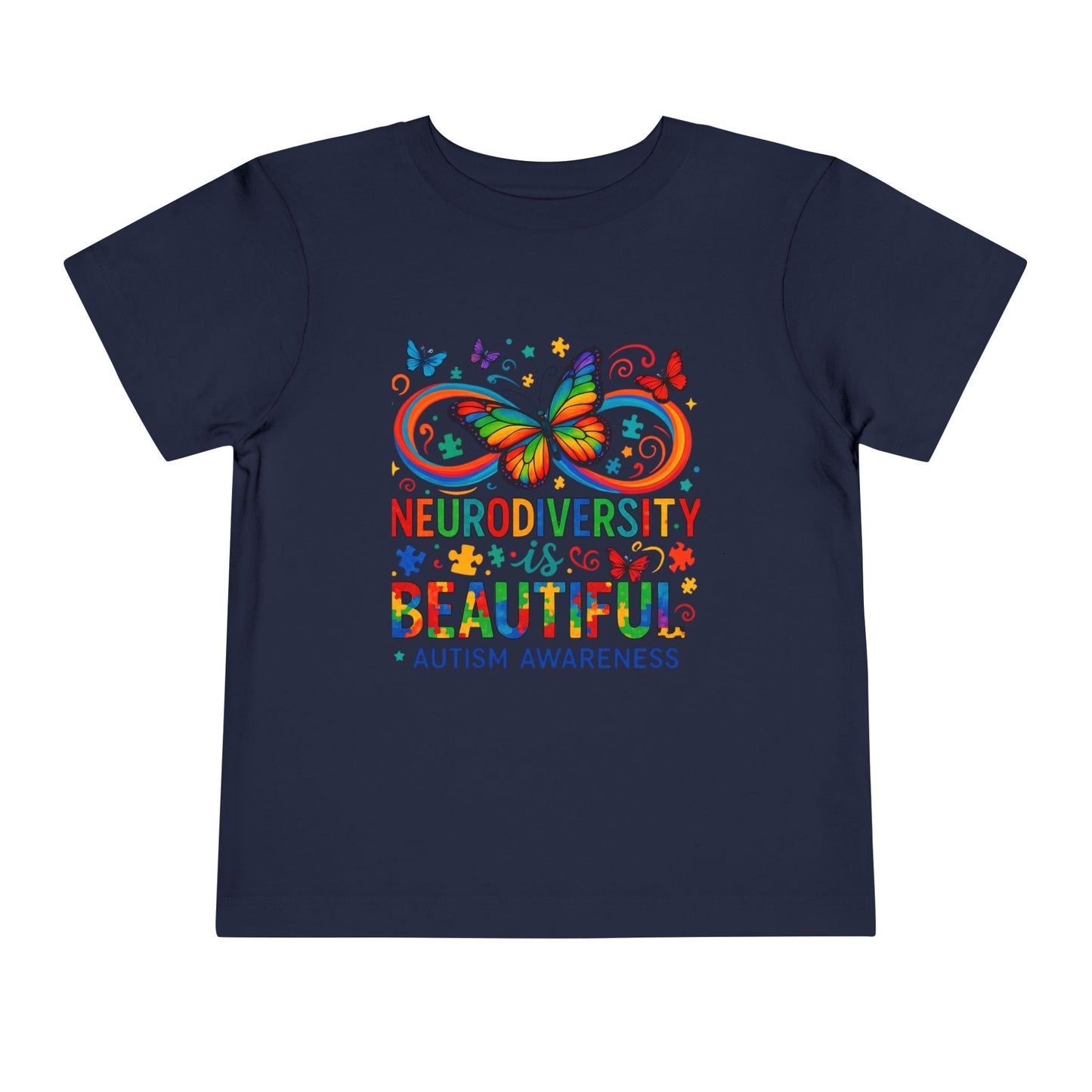 Toddler Tee - Neurodiversity is Beautiful Butterfly Rainbow Puzzle Piece Tee