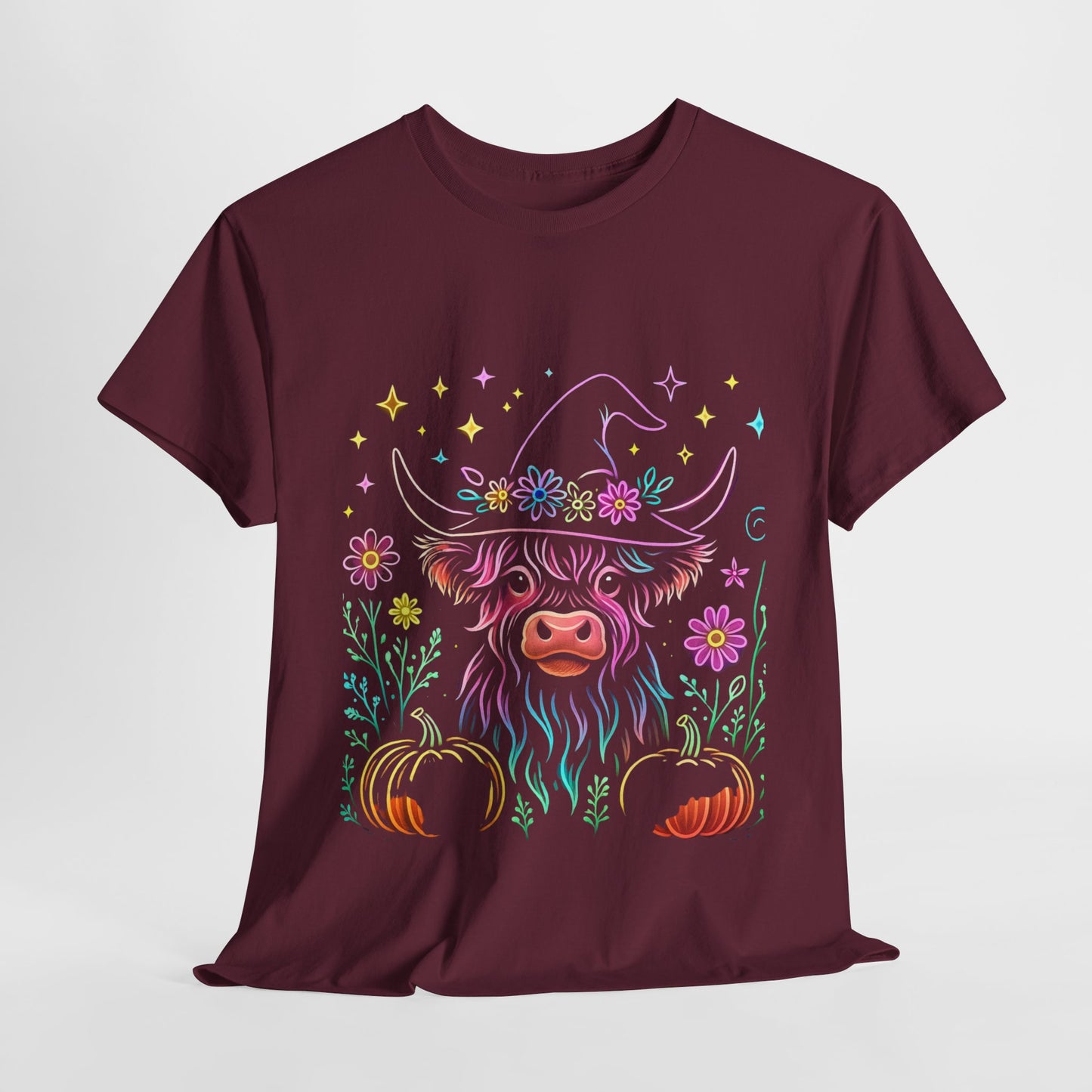 🎃 Magical Highland Cow Tee – Witchy Pumpkin Farm Shirt
