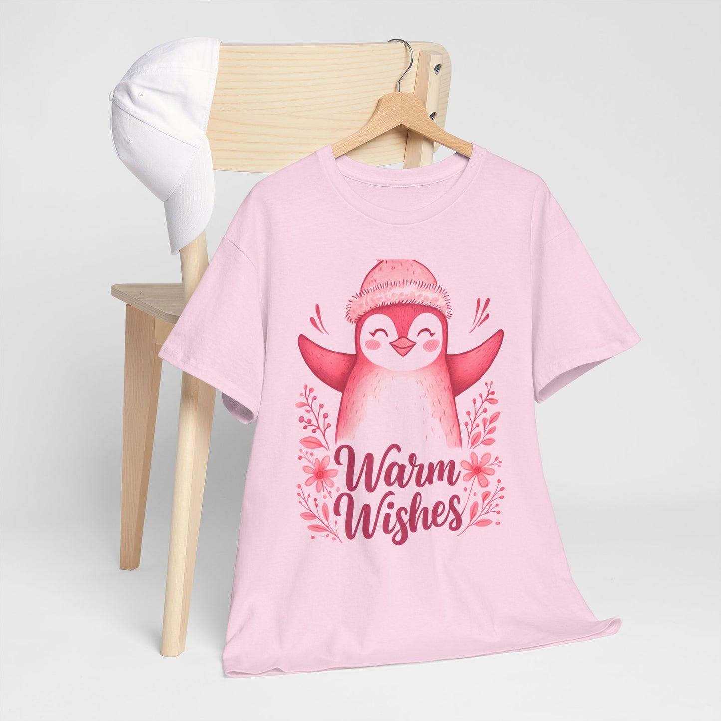 Warm Wishes Pink Penguin Tee - Holiday Tee