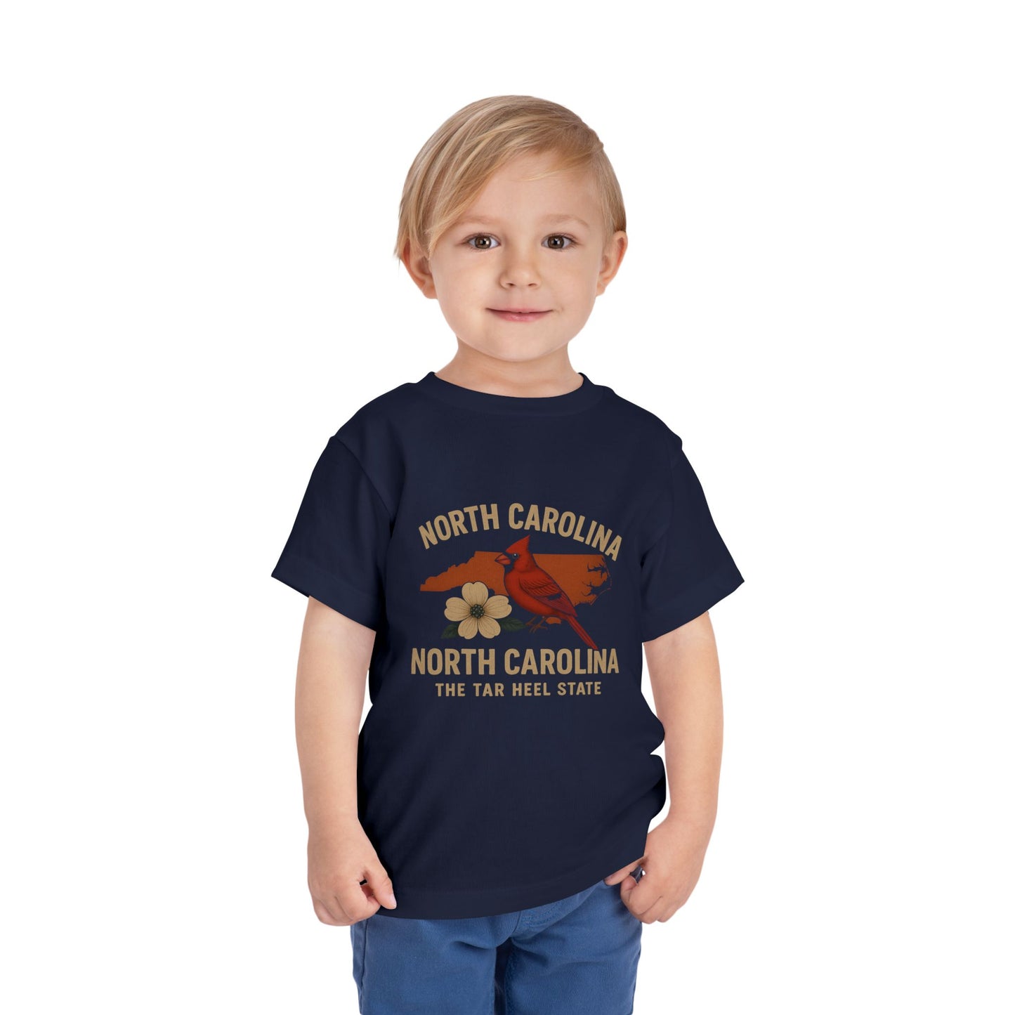 Toddler Tee - NC Cardinal and Dogwood Flower Design