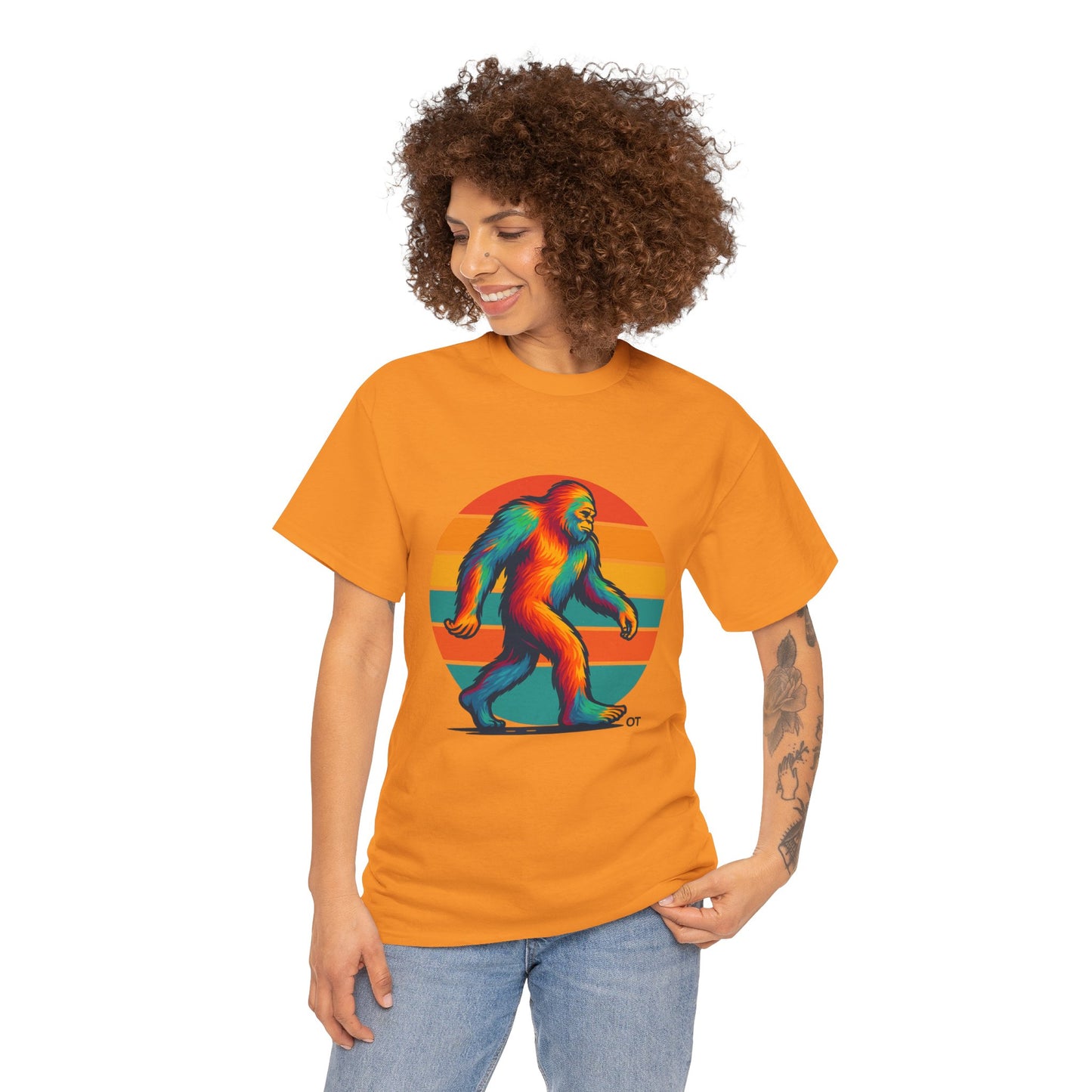 Colorful Bigfoot Unisex T-Shirt, Fun Graphic Tee for Nature Lovers, Perfect for Holidays, Festivals, Camping, Gifts