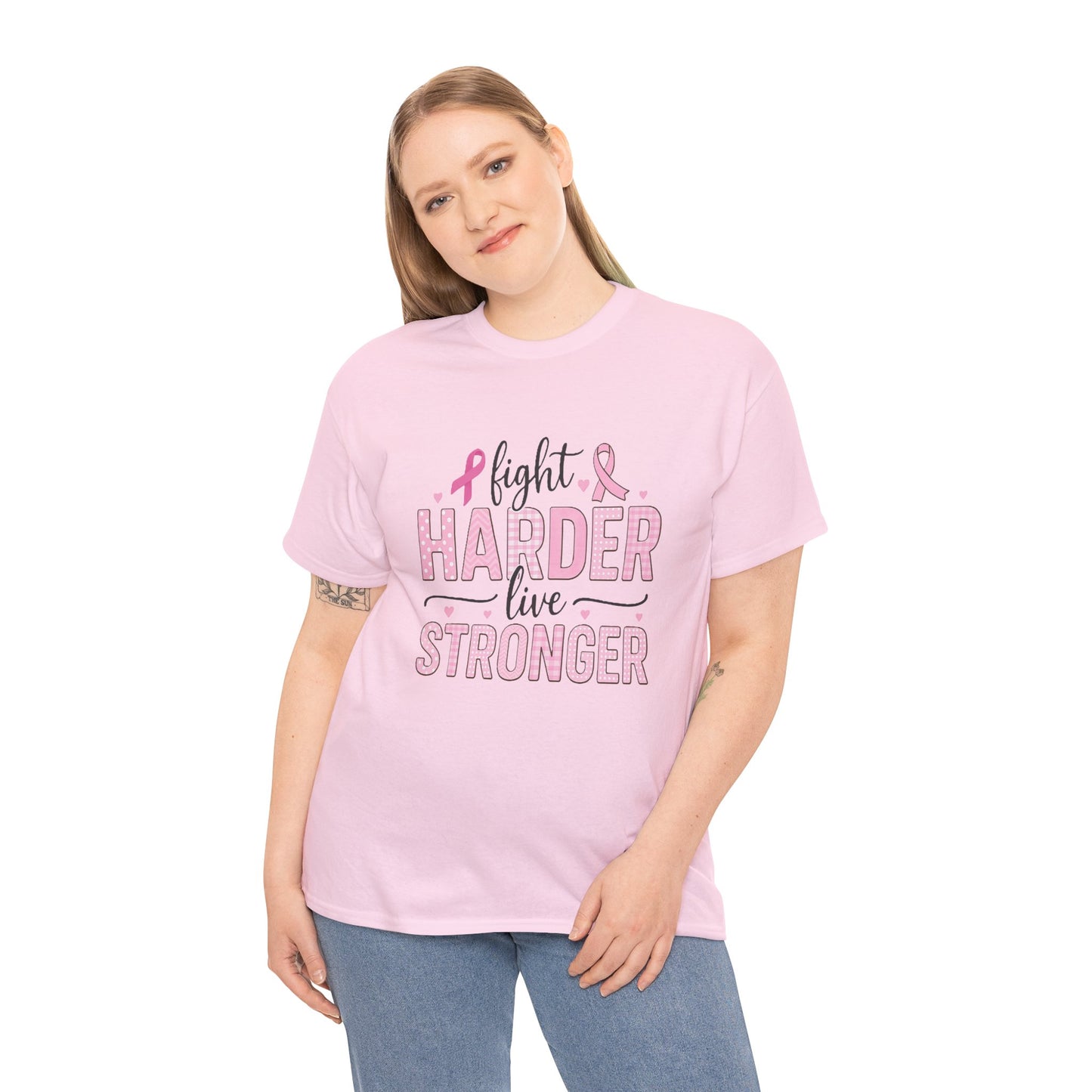 Fight Harder Live Stronger Breast Cancer Tee