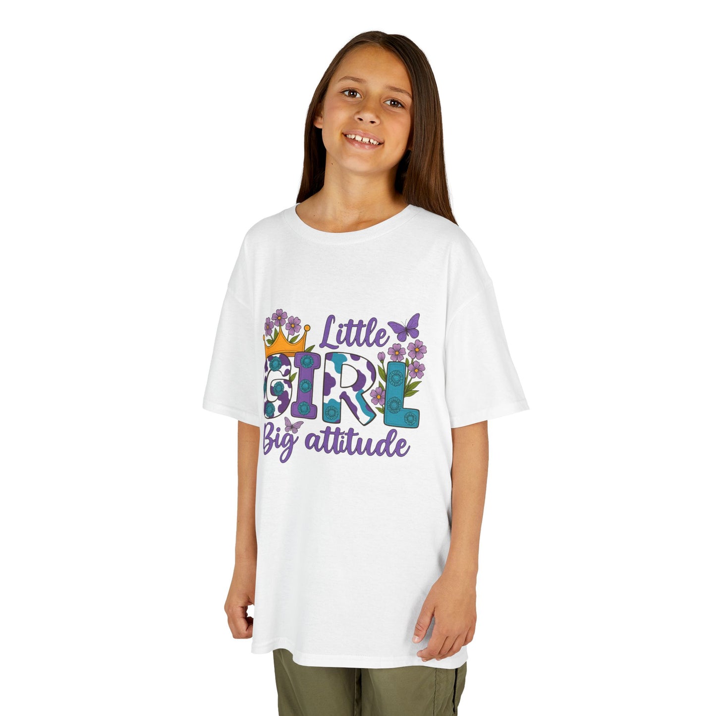 Whimsical Kids Tee for Big Attitude, Fun T-Shirt for Girls, Playful Cotton Shirt, Gift for Birthdays or Celebrations