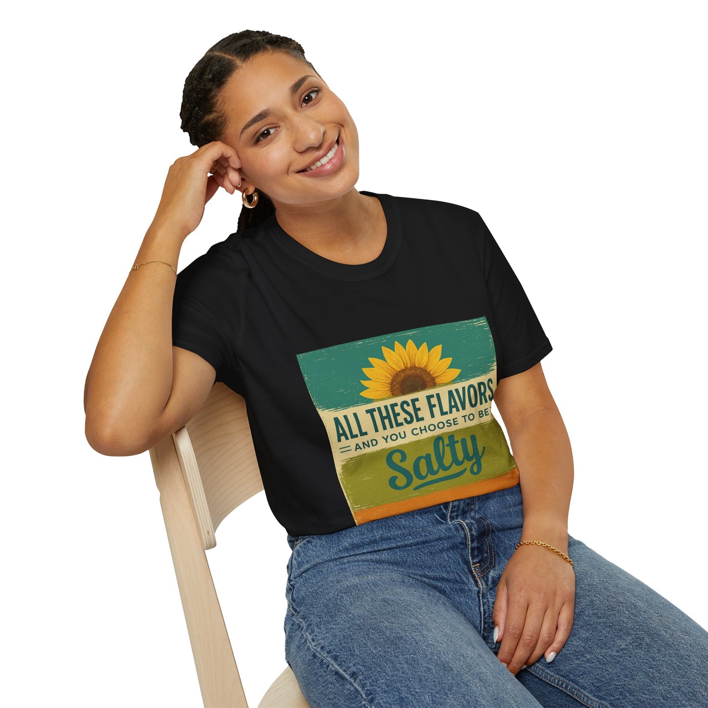 Sunflower Salty T-Shirt: Unisex Softstyle Tee for Sunshine Lovers, Casual Wear, Birthday Gift, Summer Vibes, Relaxed Style