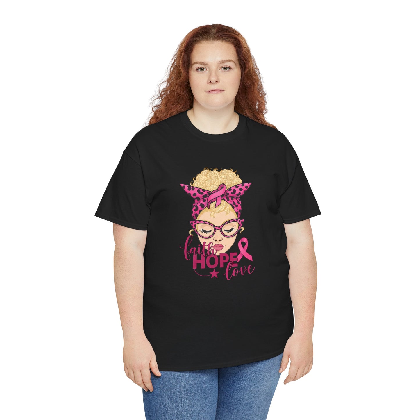Hope Love Pink Ribbon Tee - Breast Cancer Awareness
