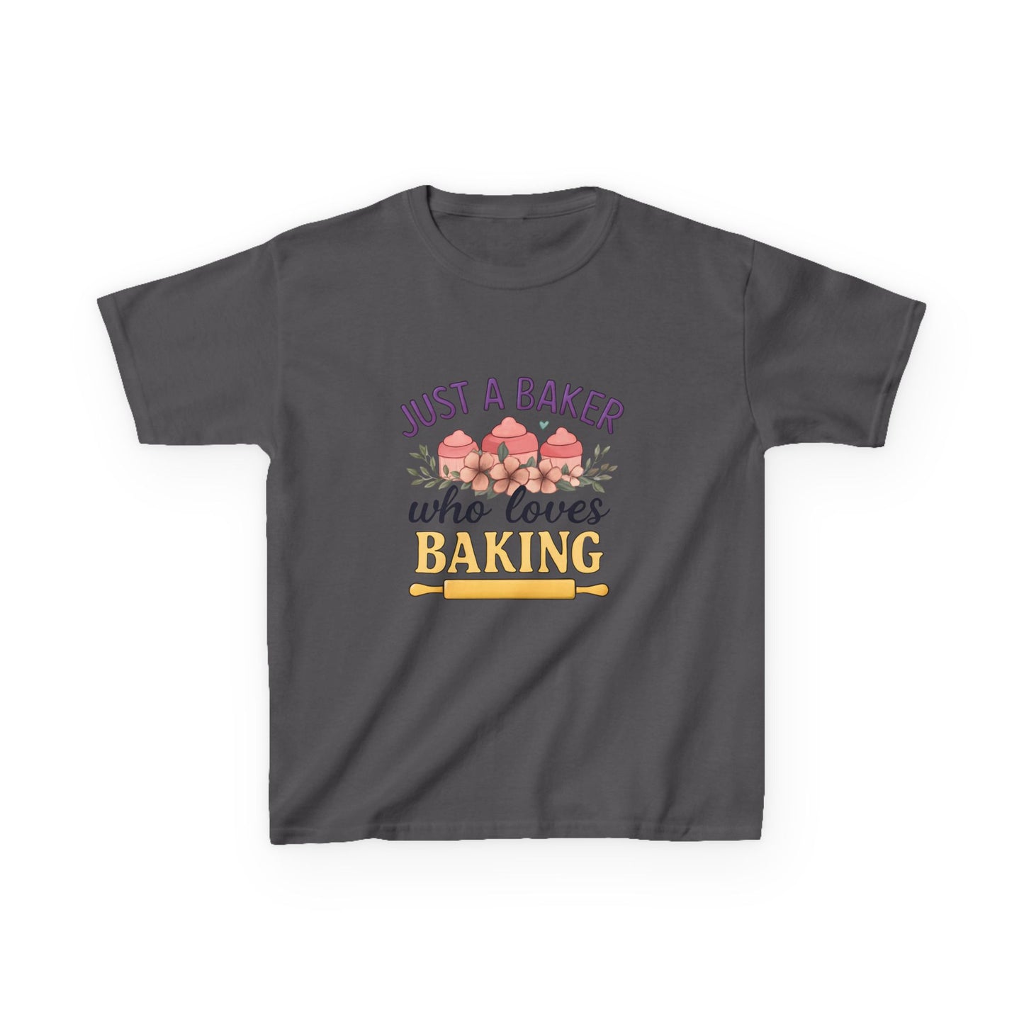 Just A Baker Dinosaur Christmas Tee - Kids Holiday Shirt