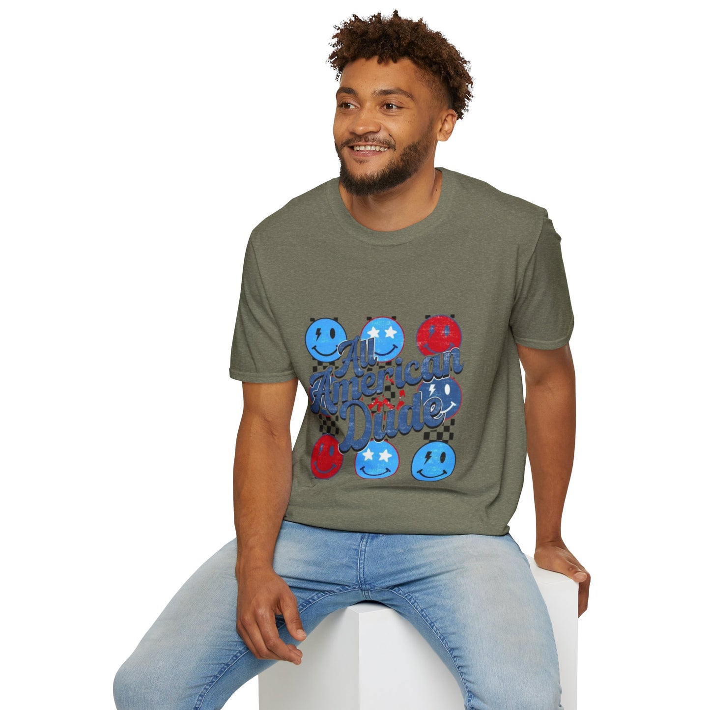 All American Dude Unisex T-Shirt, Patriotic Tee, Summer Fashion, Gift for Him, July 4th Celebration, Casual Wear
