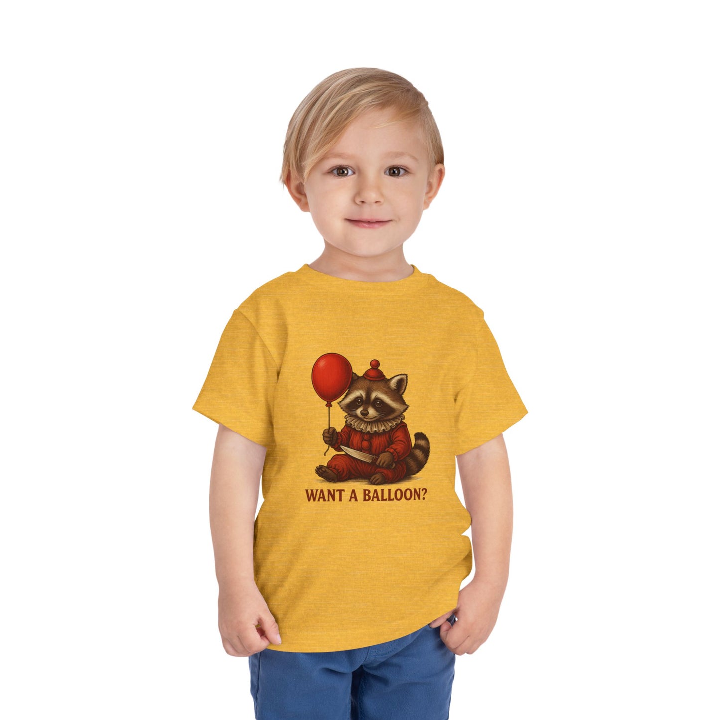 Toddler Halloween Tee with Seated Raccoon Clown Design