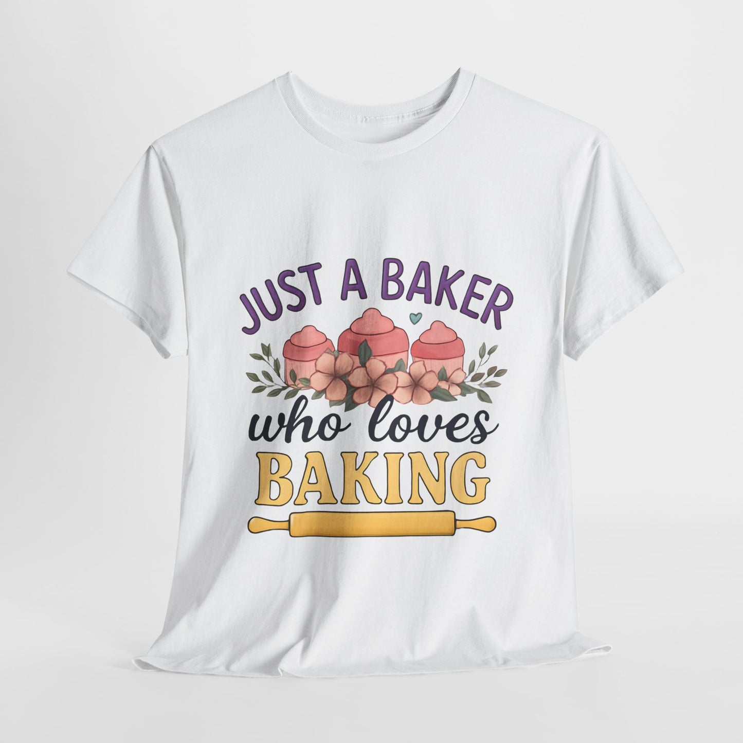 Baking Lover Tee with Cupcake and Rolling Pin Design