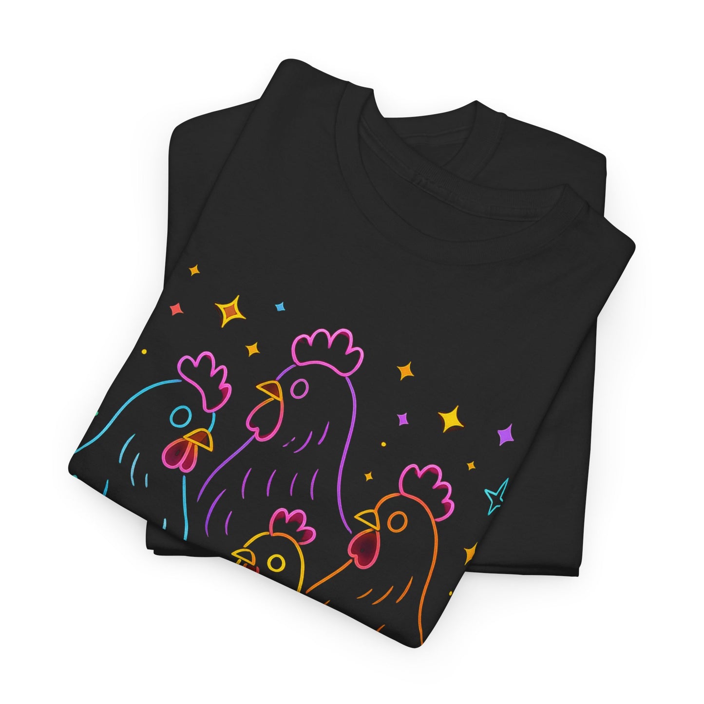 🌻 Autumn Chickens & Pumpkins Tee – Colorful Farm Harvest Shirt