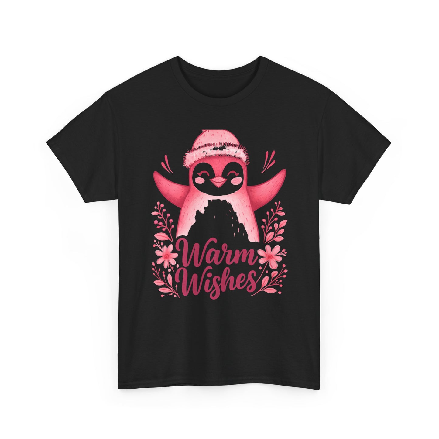 Warm Wishes Pink Penguin Tee - Holiday Tee