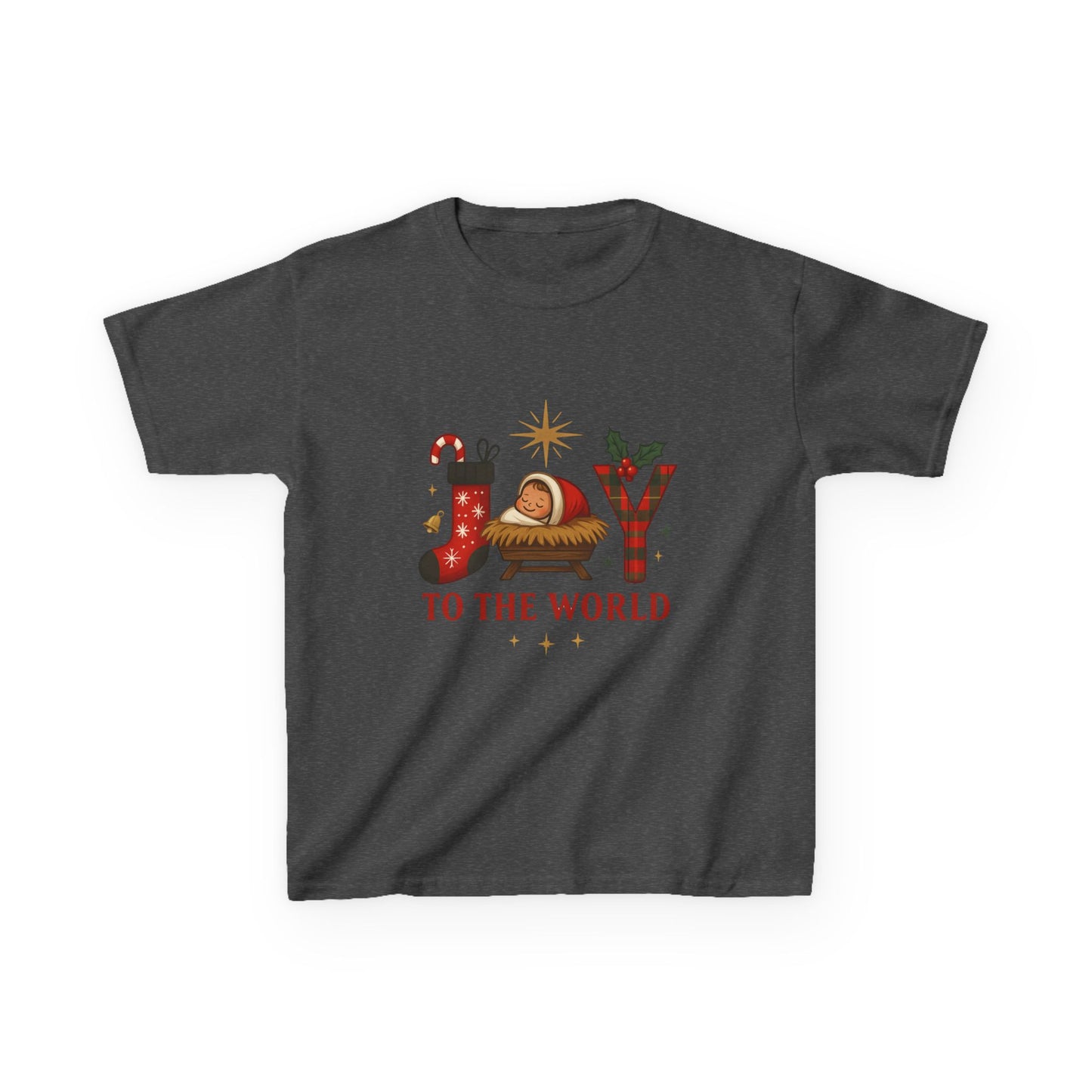 Joy to the World Dino Christmas Kids Tee