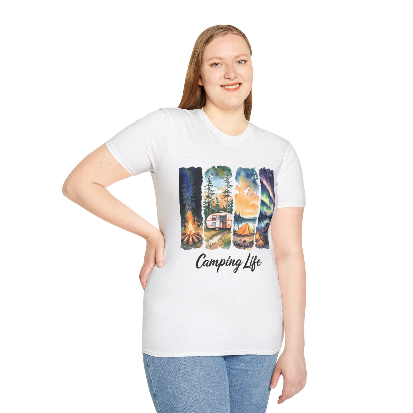 Camping Life Unisex Softstyle T-Shirt, Outdoor Apparel, Adventure Wear, Summer Camping Gear, Nature Lover Gift