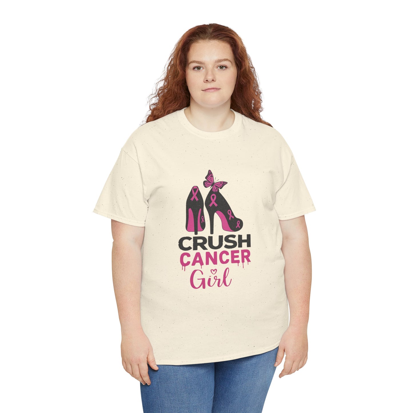 Crush Cancer Girl Tee: High Heels, Pink Ribbon, Hope