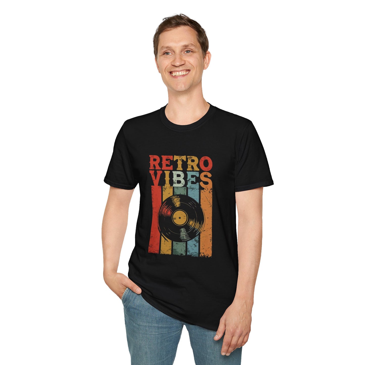 Retro Vibes Unisex Softstyle T-Shirt, Vintage Music Tee, Gift for Music Lovers, Festival Wear, Casual Outfit