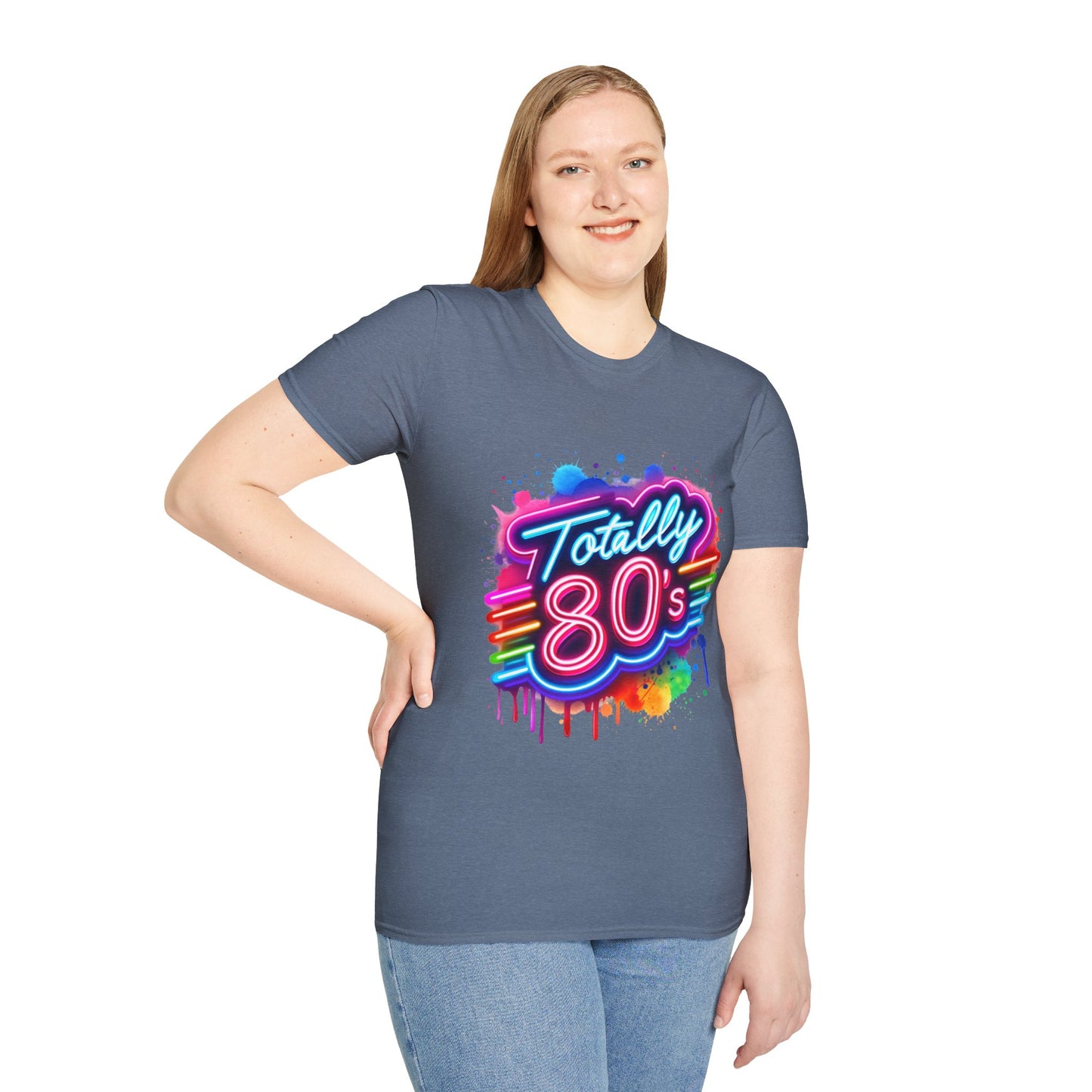 Totally 80s Unisex Softstyle T-Shirt – Retro Vintage Tee, Nostalgic Gift, Party Shirt, Perfect for 80s Theme Events, Festival Wear
